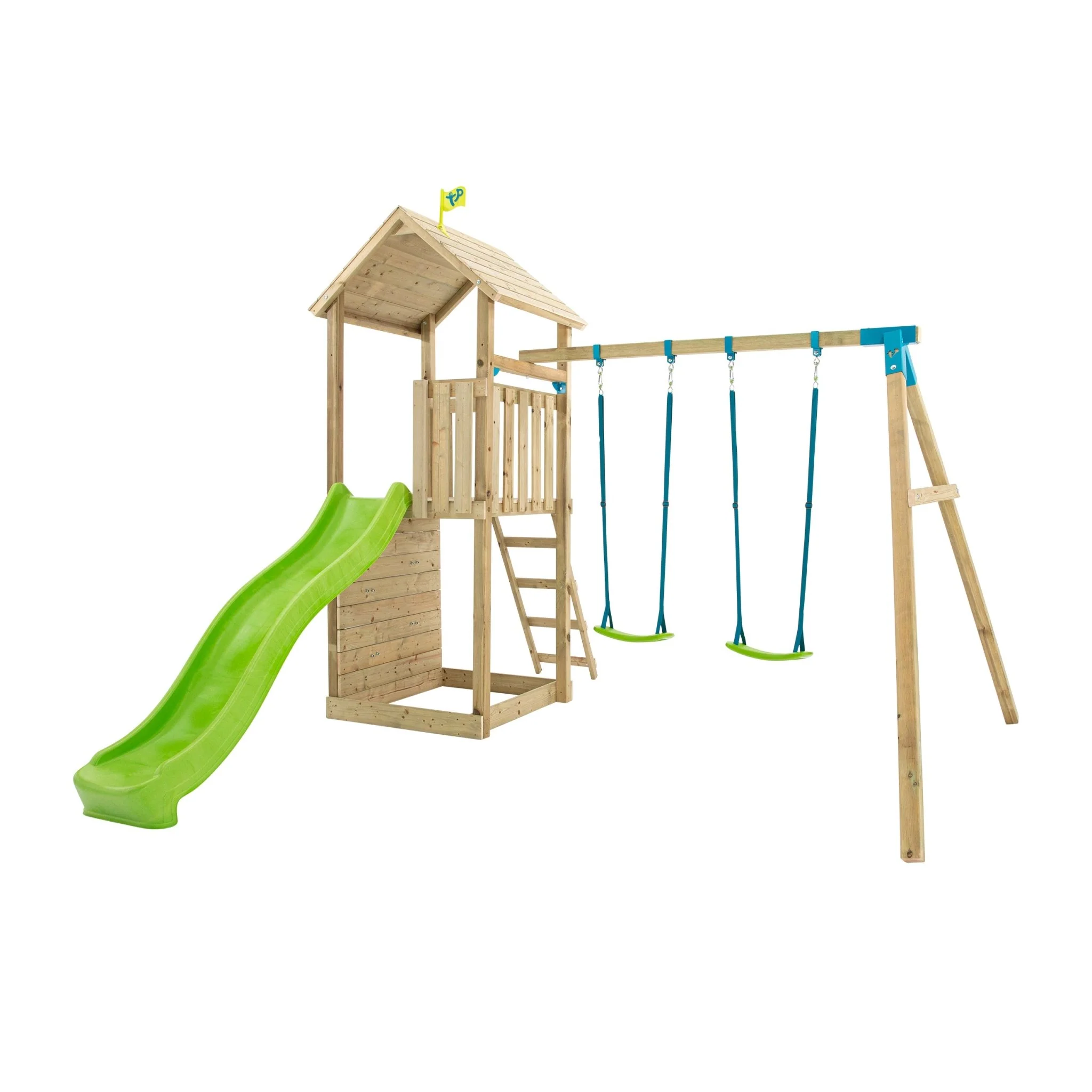 TP Skywood Klimtoren van Hout met Ripple Glijbaan en Dubbele Schommelarm - FSC? Gecertificeerd