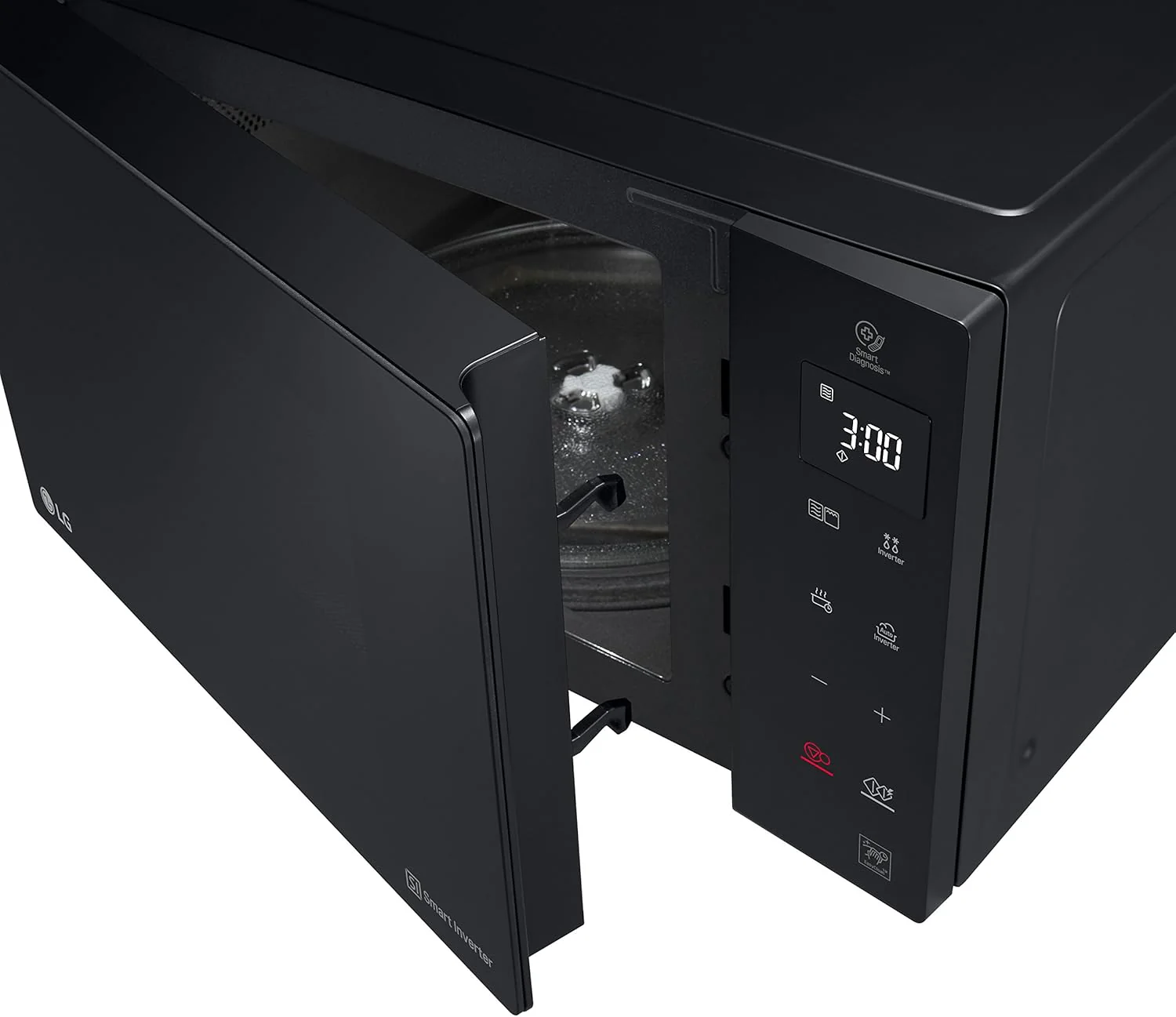 LG MH6535GIS Magnetron met invertertechnologie en kwartsgrill, 25 liter inhoud, 1000 W, automatische programma's, instelbare vermogensniveaus voor optimaal koken en EasyClean-functie, Zwart