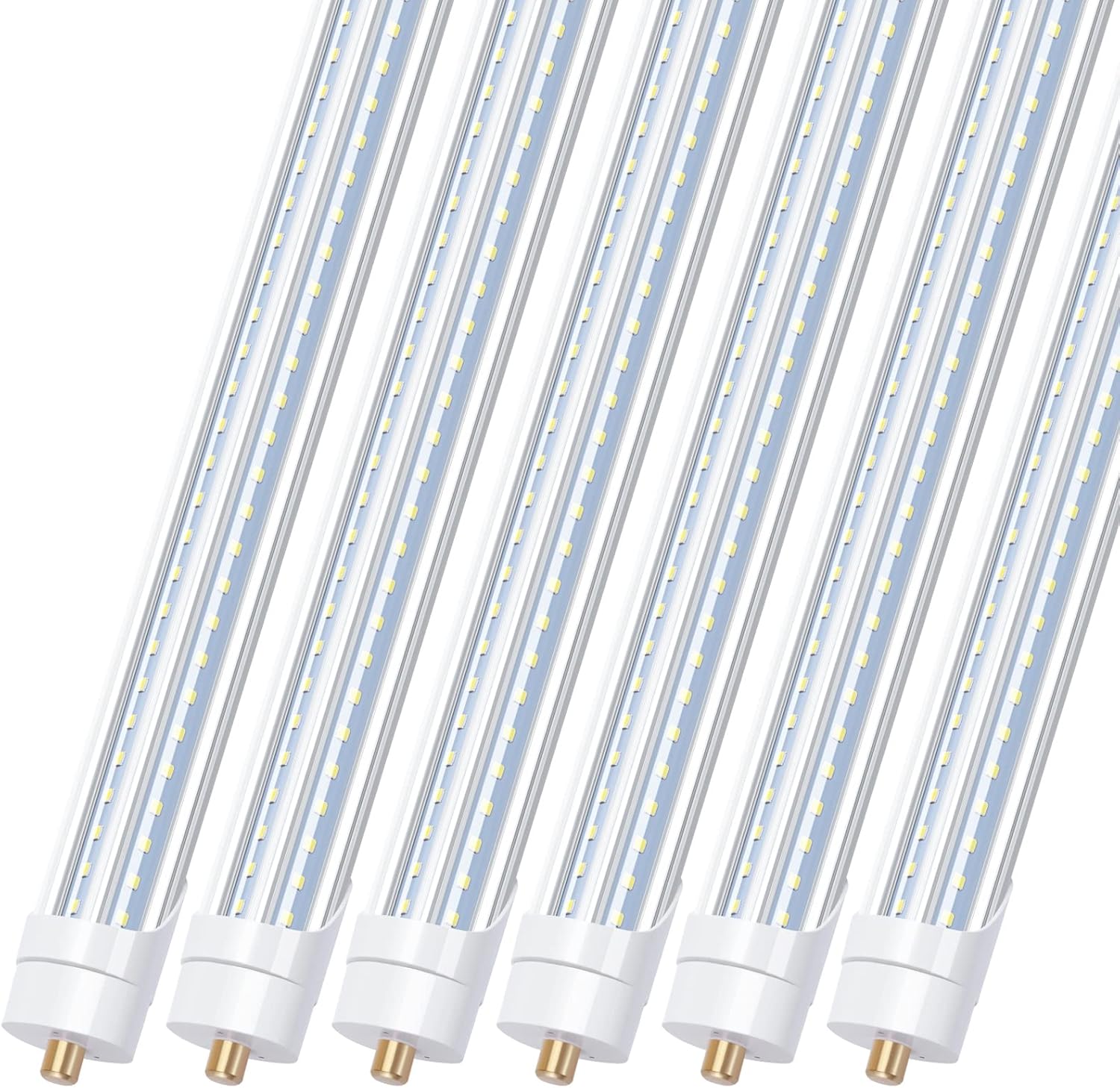 LED-Leuchtmittel, 2,4 m, 90 W, 6000 K, T8 T12, FA8, einpolig, V-förmige LED-Lampen, 270-Grad-Winkel, ersetzt Leuchtstoffröhren, Vorschaltgerät, Bypass-Vorschaltgerät, 6 Stück