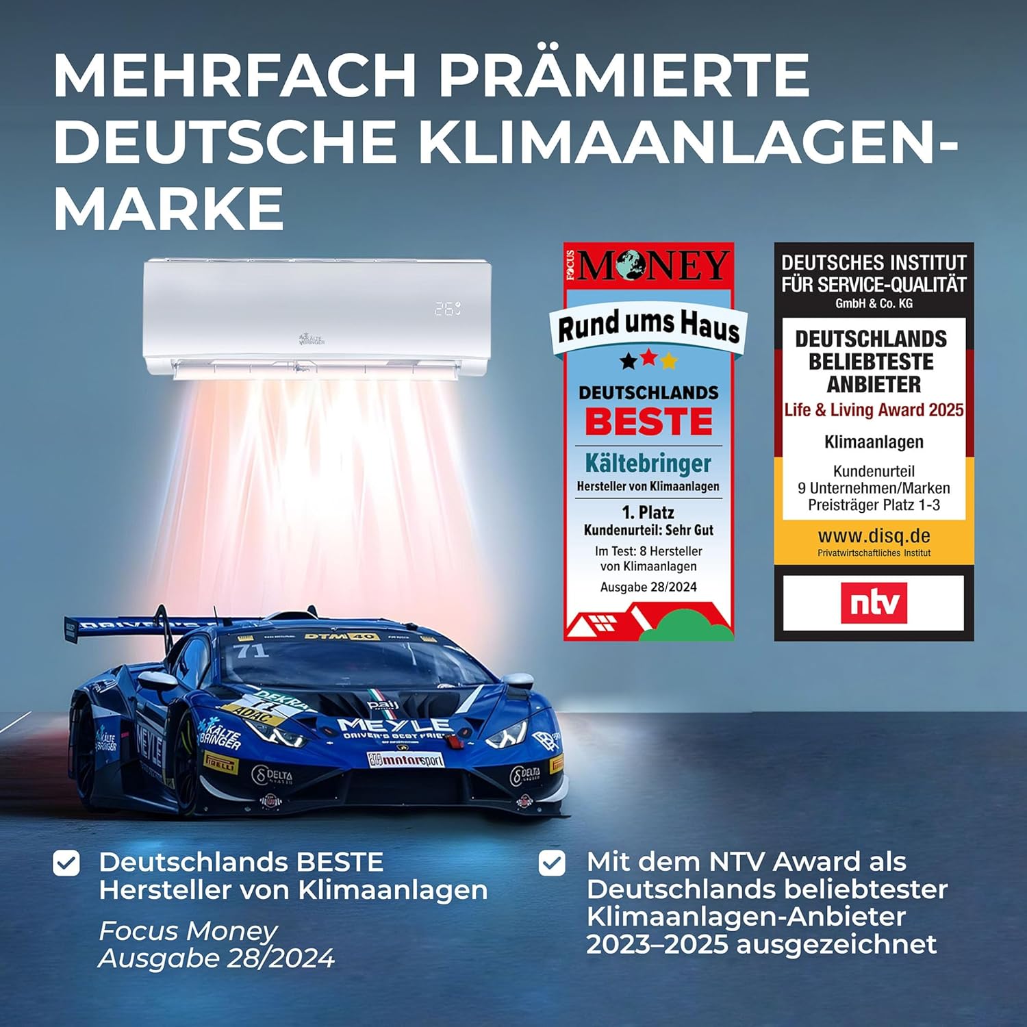 Kältebringer Split Klimaanlage Quick Connect - 12000 BTU (3,4 kW) Klimagerät mit Heizfunktion, WiFi & App, bis 91qm, sehr leise - 5m Kupferleitung, Kältemittel R32, Montagematerial, Wandhalterung