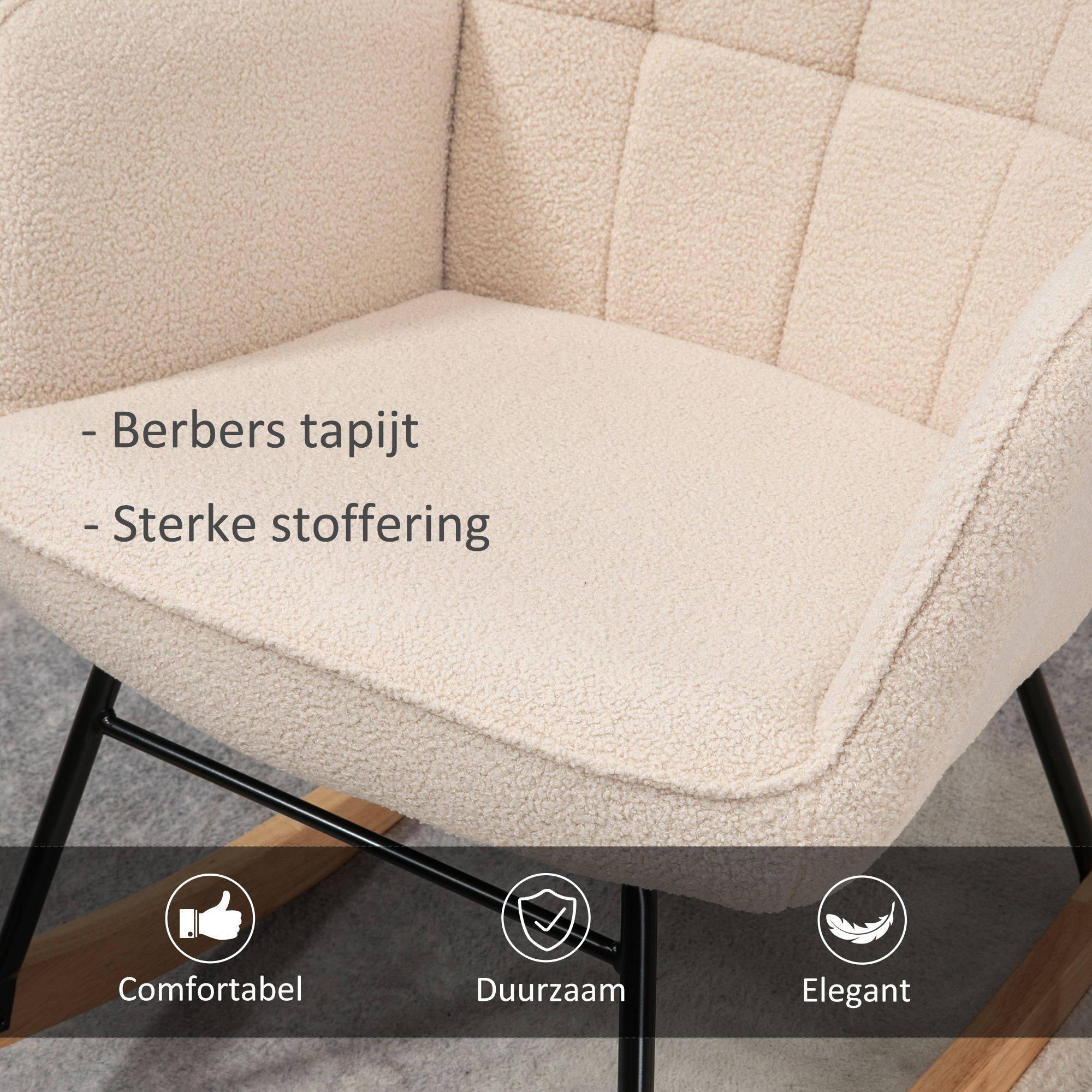 schommelstoel accentstoel tot 120 kg, polyester, beige