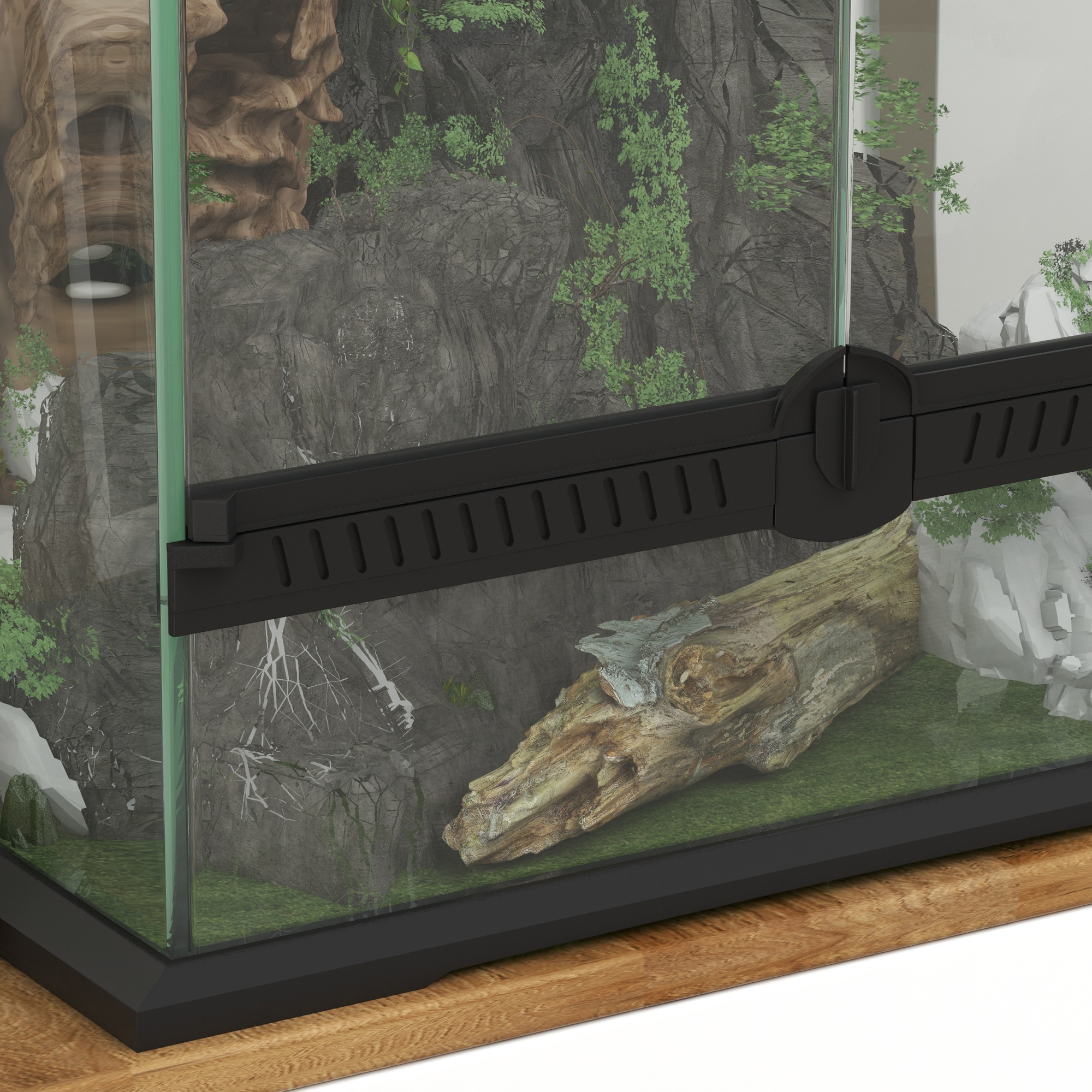 Afsluitbaar Terrarium, Glazen Behuizing, Kabelbeheer, 45x45x60cm, Zwart