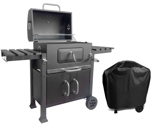 DE KRAFT GRILL WĘGLOWY ANGULAR RUSZT ŻELIWNY + POKROWIEC SZAFKA