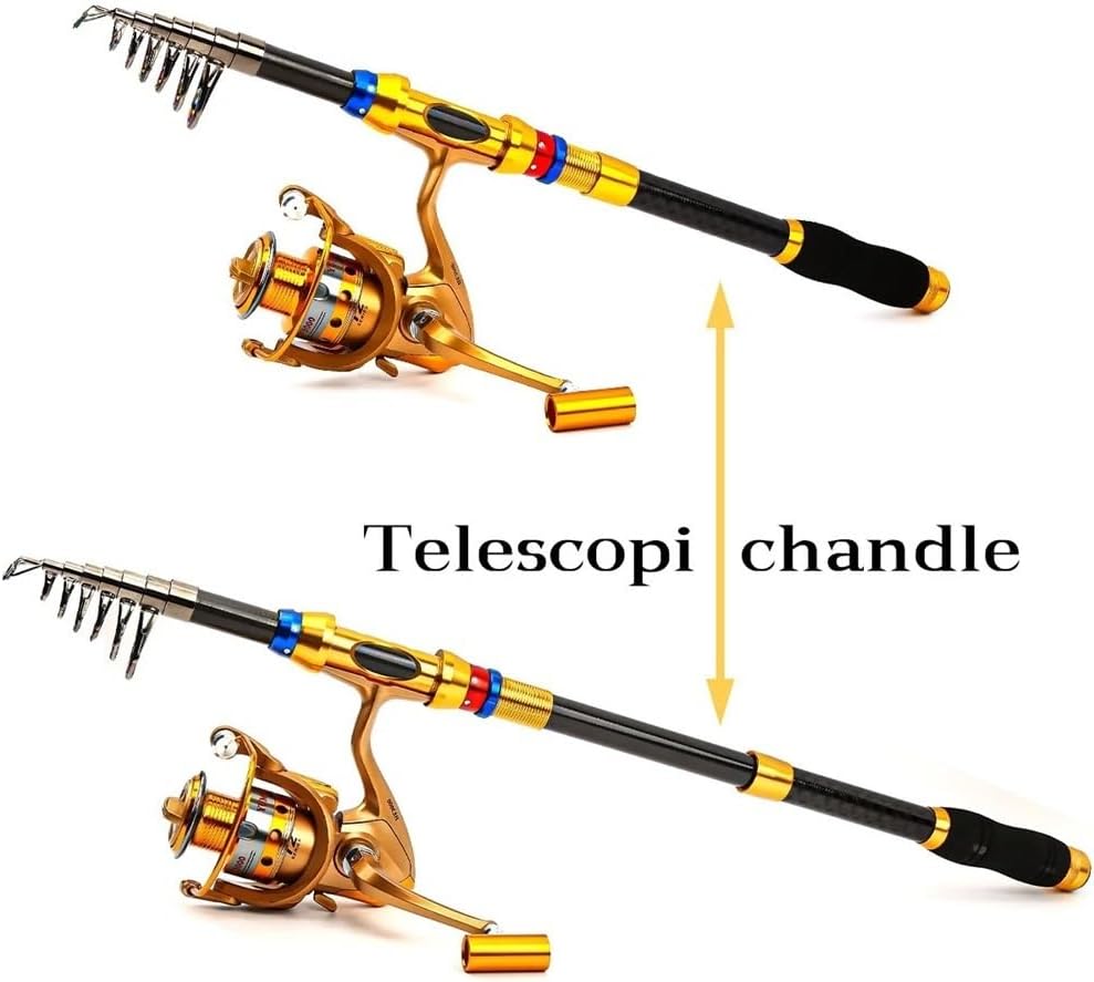 Angelrute, Hai Gan Lu Ya Set Angeln Carbon Faser teleskop angelrute angelrute und Reel Set Angelausrüstung