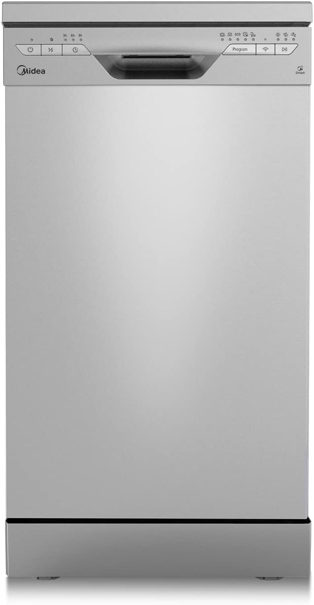 Midea Geschirrspüler Unterbau MDWEU1435XSS-W, 14 Maßgedecke, Spülmaschine 60 cm Teilintegrierbar mit WIFI, Extra Trocknung, 7 Programme, 47dB, 0-24h Startzeitverzögerung, Inox
