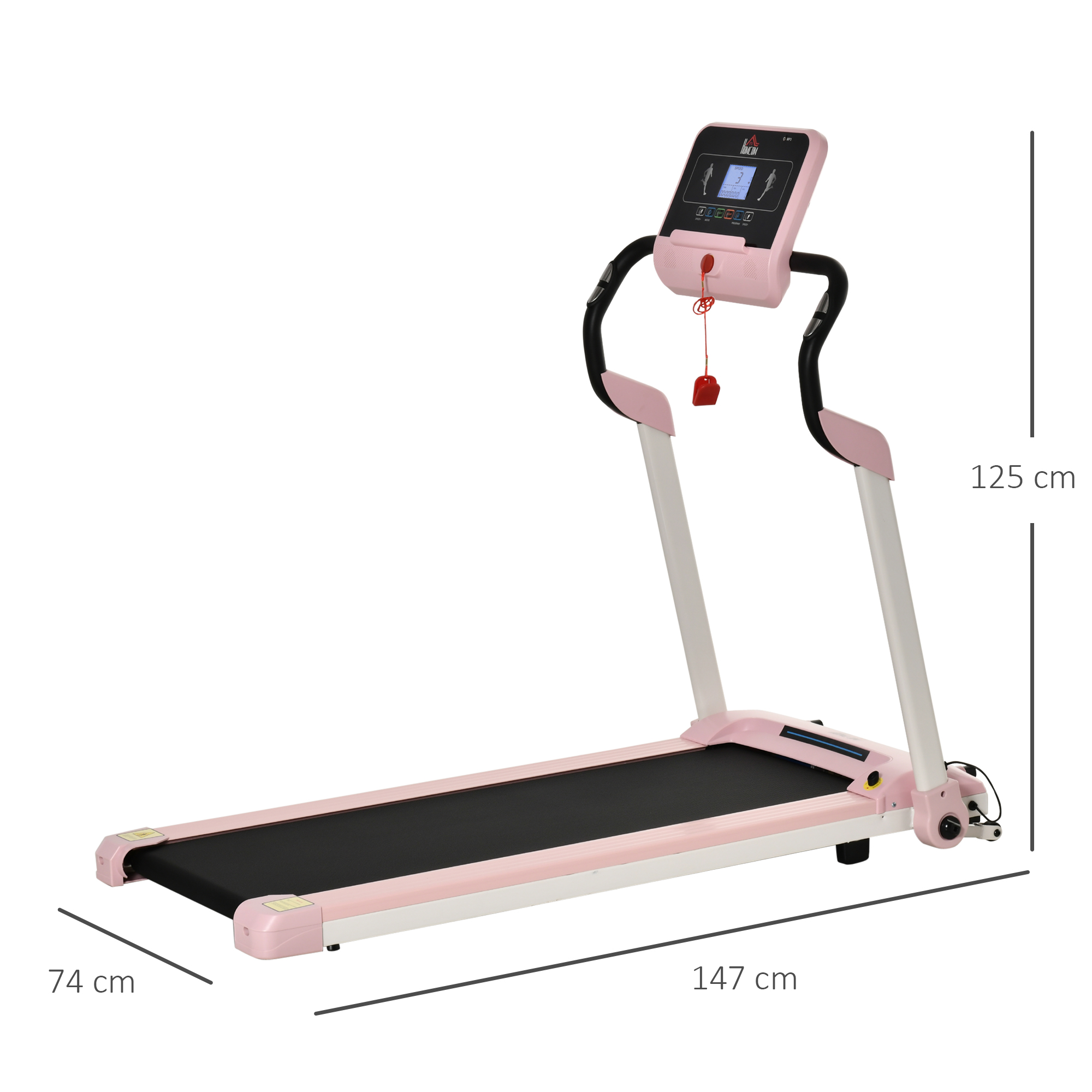loopband opvouwbaar elektrisch 400 W 1-12 km/u 1.5HP mobiele telefoon houder roze