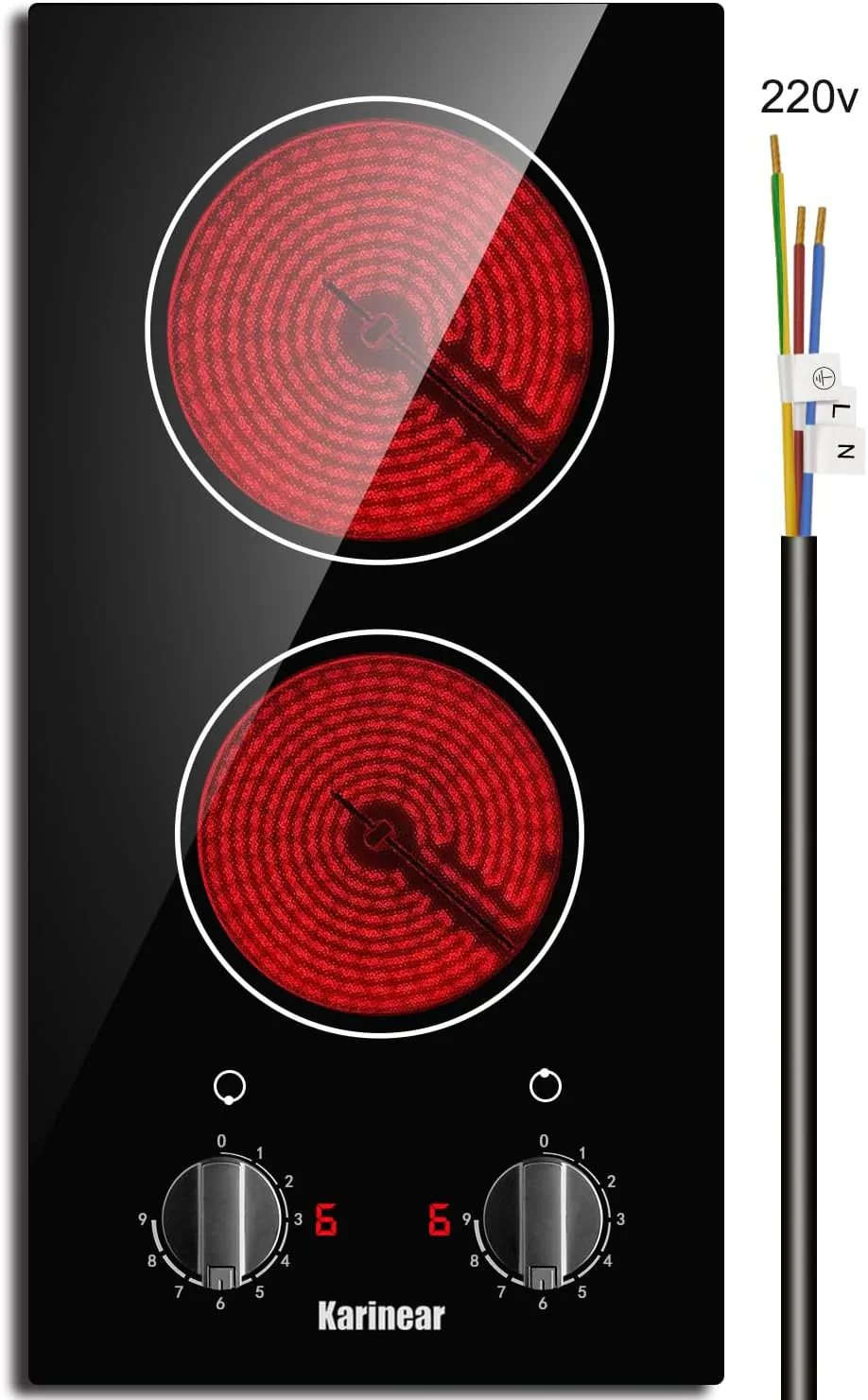 Karinear 30 Inch Electric Cooktop 4 Burners Built-in Ceramic Cooktop Radiant Electric Stove Top