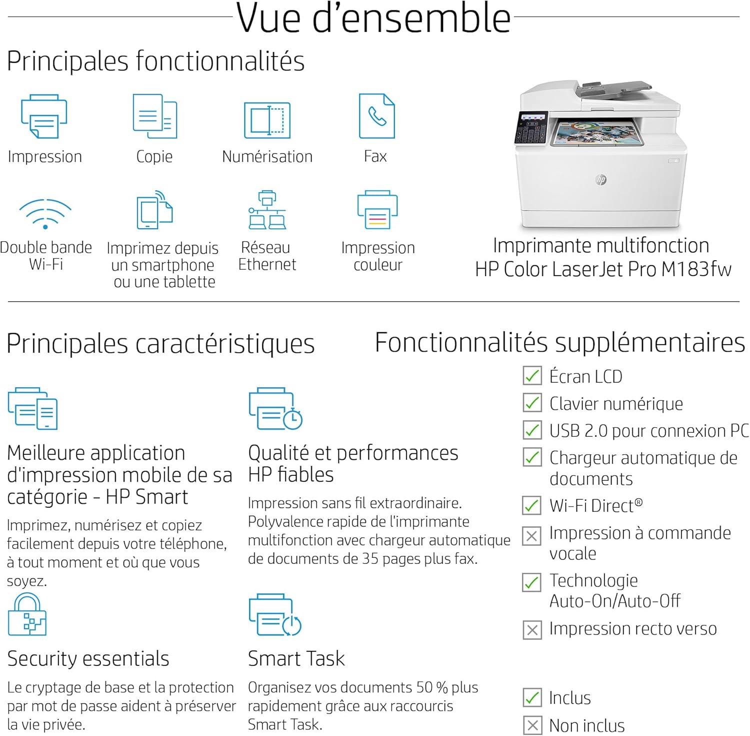 HP Color LaserJet Pro MFP 3302fdwg Multifunktions-Farblaserdrucker, Fax, Automatischer beidseitiger Druck, Touchscreen, Wi-Fi, Ethernet, USB, HP Wolf Pro Security