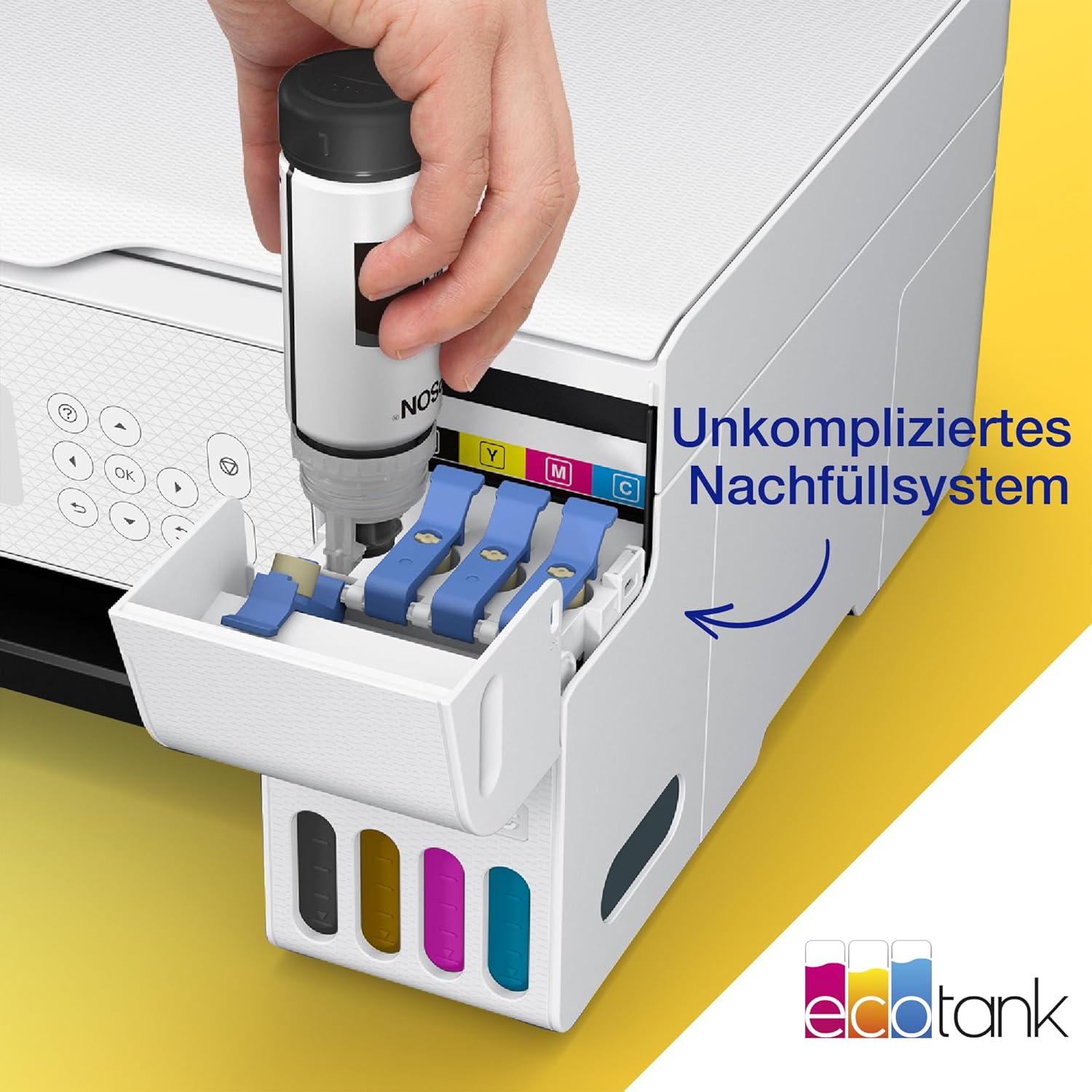 Epson EcoTank ET-2826 A4-Multifunktions-Wi-Fi-Tintentankdrucker, mit einem im Lieferumfang enthaltenen Vorrat an Tinten bis zu 3 Jahren