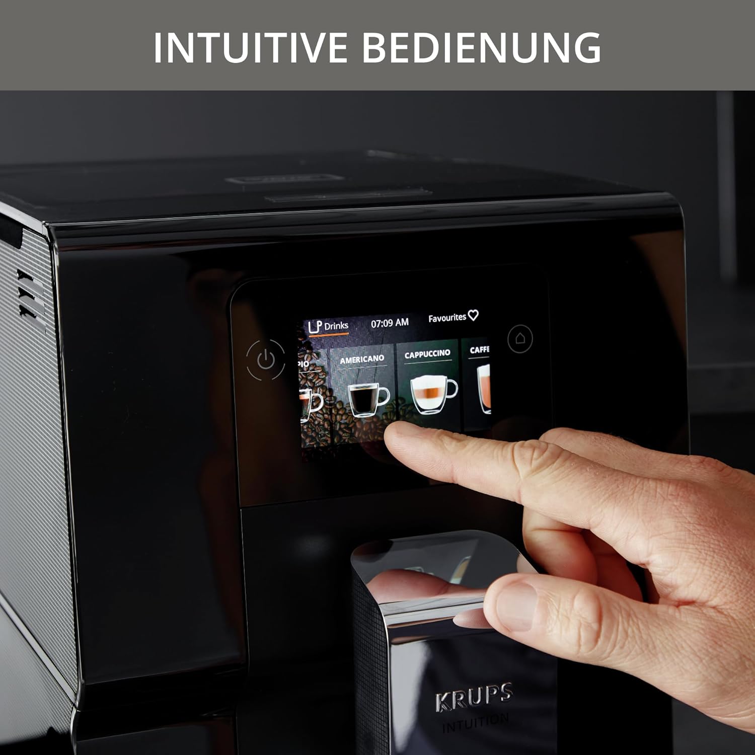 Krups Intuition Preference Kaffeevollautomat mit Milchschlauch, 11 Getränke, Personalisierung, 2-Tassen-Funktion, Kaffeemaschine, Schwarz, EA872810