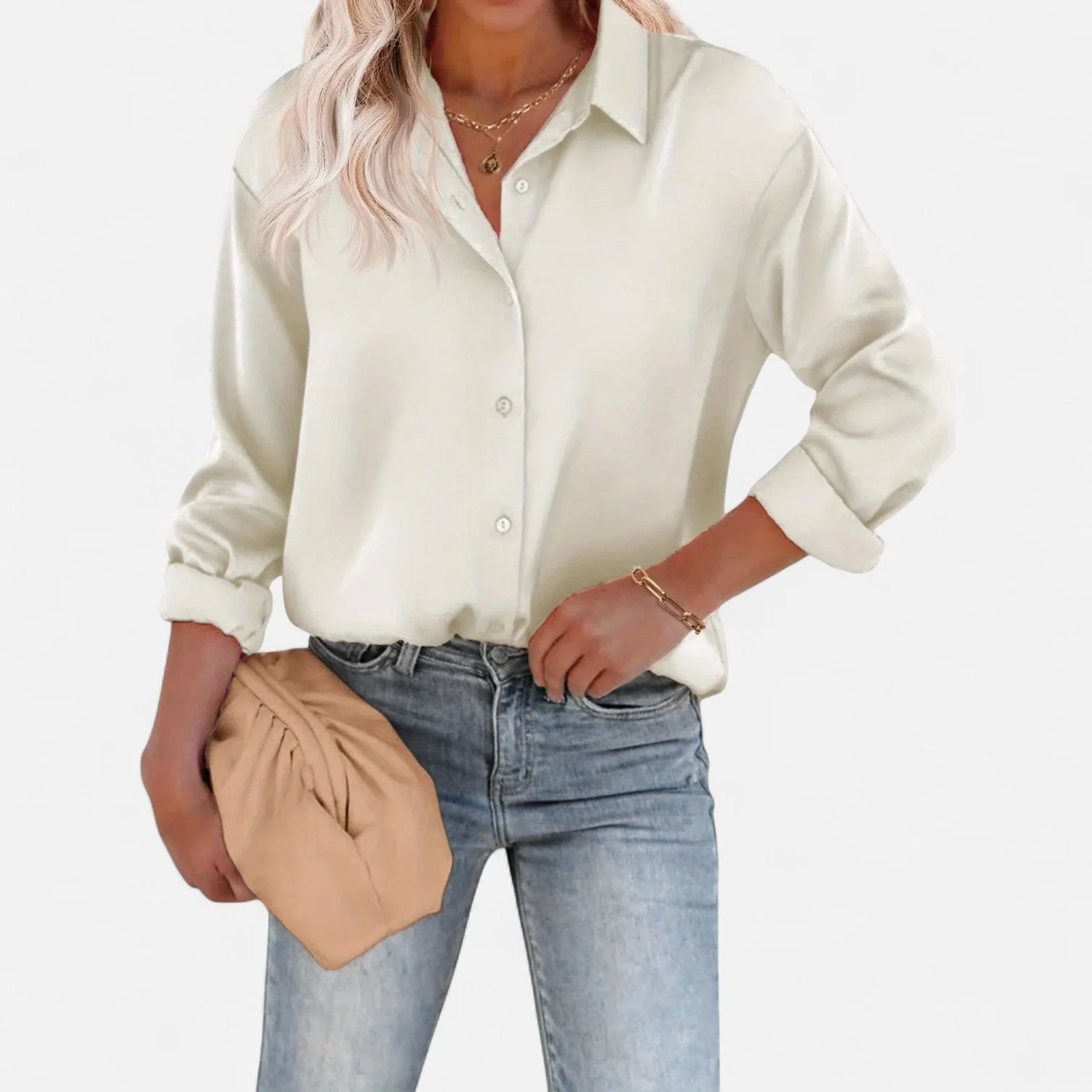 Damenbluse mit klassischem Kragen und flie?ender Silhouette �C Zeitlose Eleganz, raffinierter Komfort