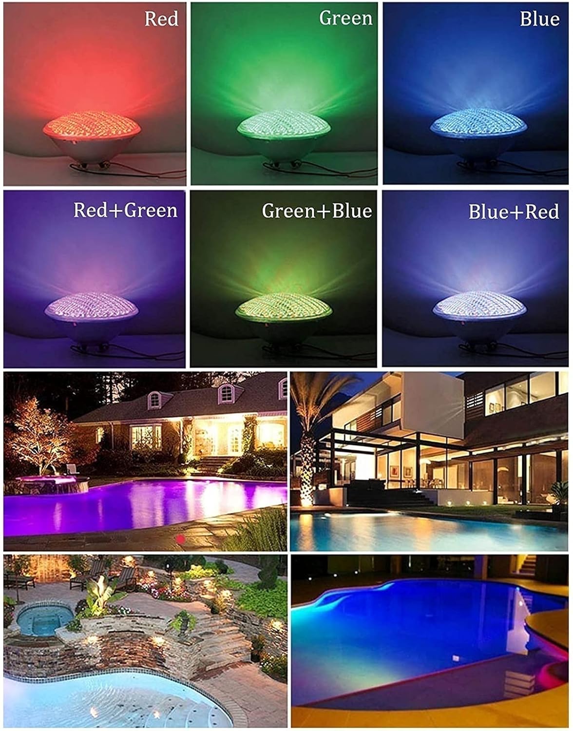 Led Poolscheinwerfer mit Nische PAR56 Edelstahlmaterial 12V AC IP68 Versenkte Unterwasserlampe für Schwimmbad mit Folientyp 100% Wasserdicht (Color : RGB+remote control, Size : 24W)