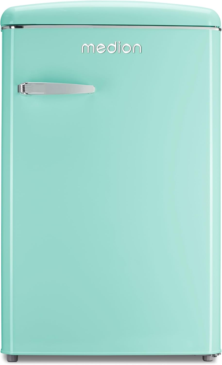 MEDION Retro Kühl-Gefrierkombination (95L Kühlschrank, 13L 4 Sterne Gefrierfach, 108 Liter Nutzinhalt, LED Innenbeleuchtung, Stufenlose Temperaturregelung, MD 37790) grün