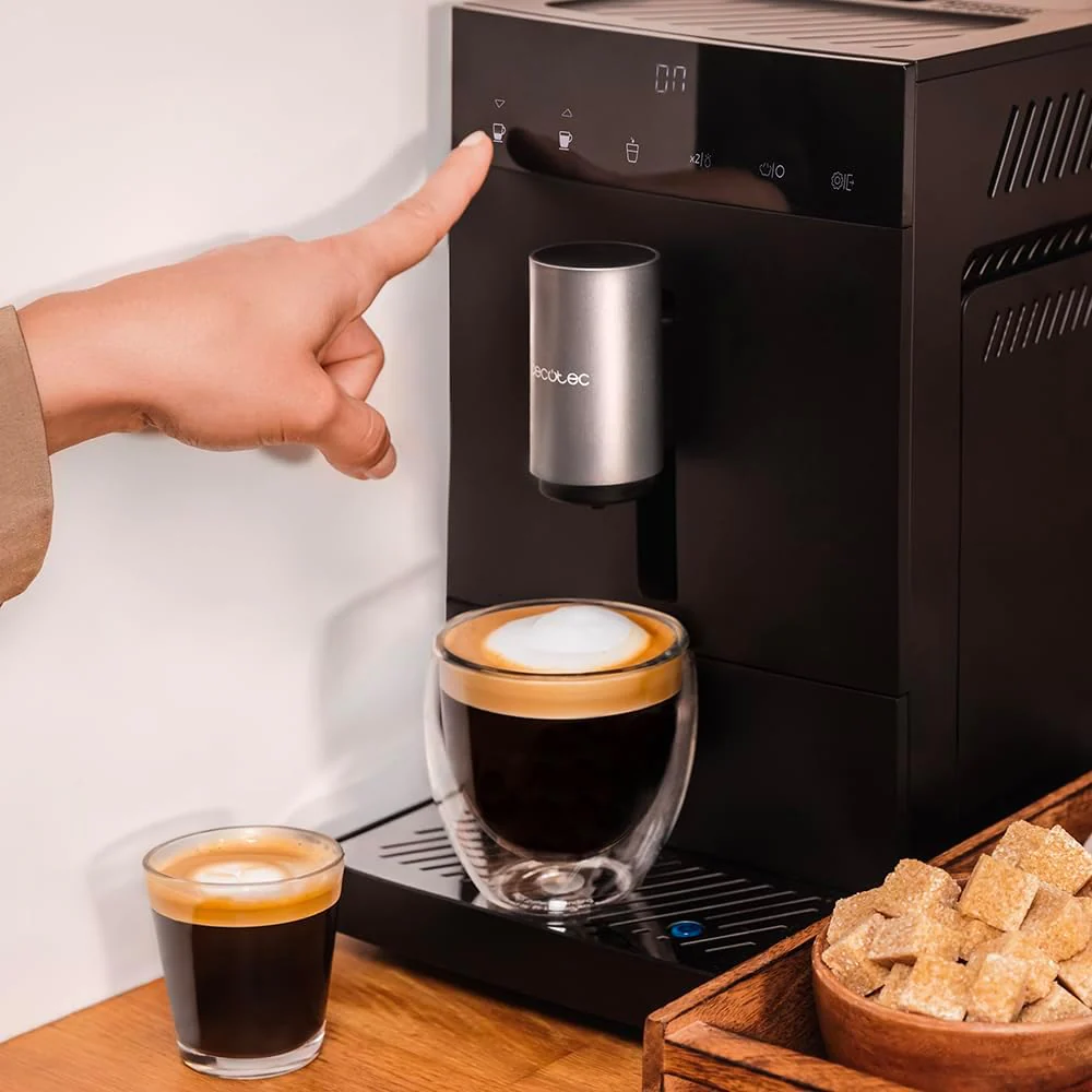 Cecotec Superautomatische compacte koffiemachine Cumbia Cremmaet Compact, 1350 W, 19 Bar en Thermoblock-systeem, 1,1 L watertank en 150 g koffiebonenreservoir, Plug&Play, automatische reiniging
