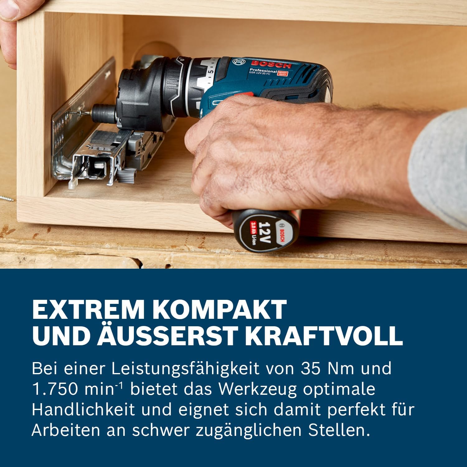 Professional 12V System Akku Bohrschrauber GSR 12V-35 FC - FlexiClick System (inkl. 2x Akku GBA 3.0Ah, Schnellladegerät GAL 12V-40, Bohrfutteraufsatz GFA 12-B, L-BOXX)
