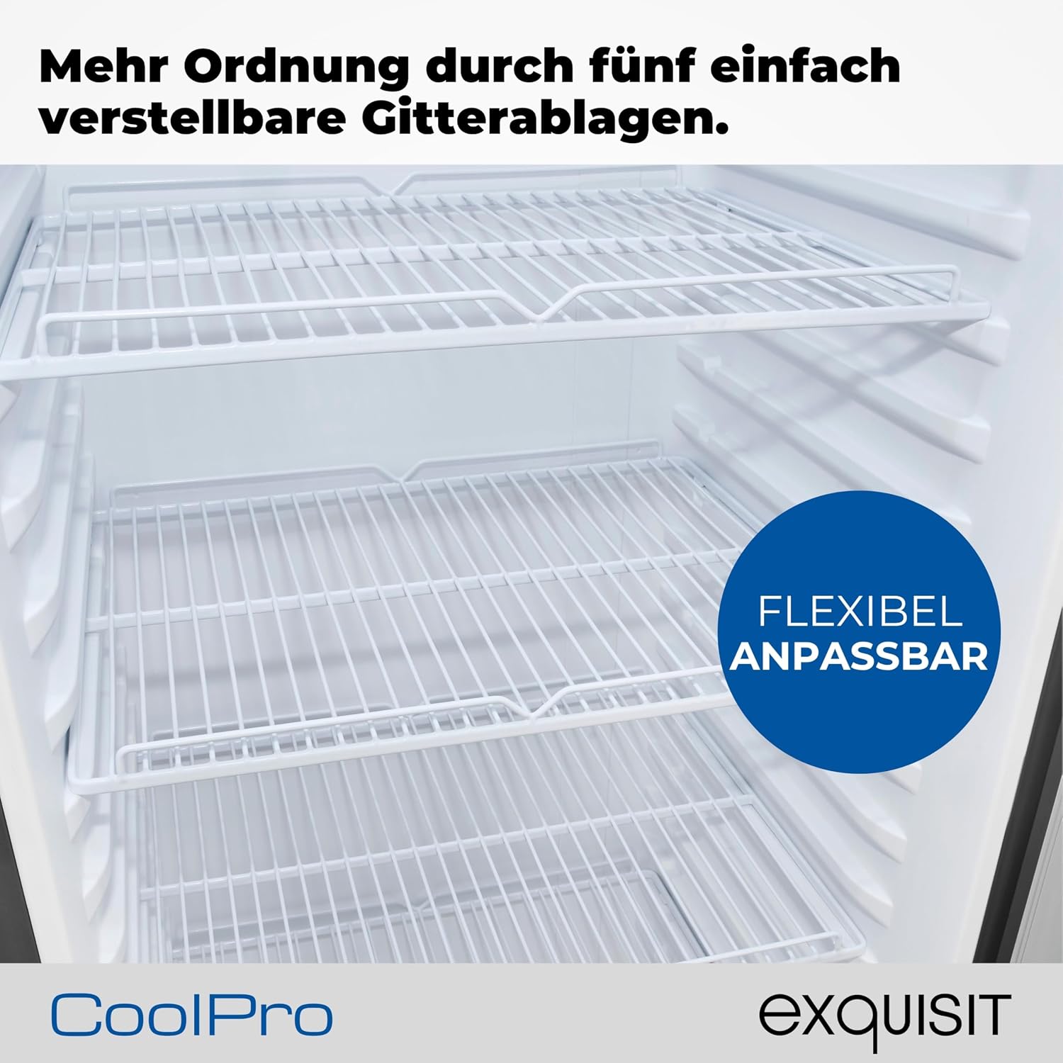 Exquisit Glastürkühlschrank, 280l Getränkekühlschrank mit LED, Umluft, 5 verstellbare Ablagen, CoolPro, GKS5260-GT-431D schwarz