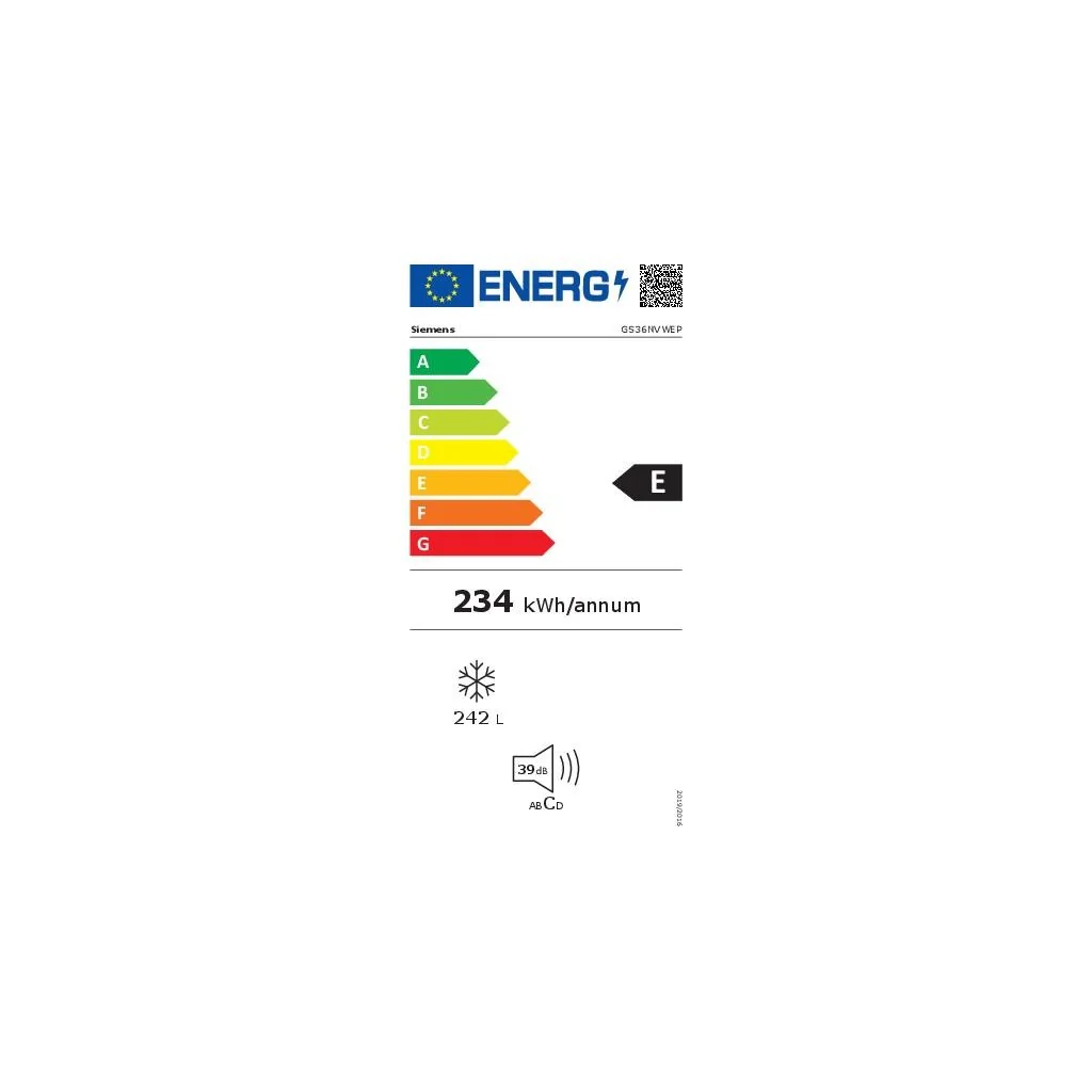 Siemens iQ300 GS36NVWEP Vrieskist 242 L vrijstaand vrieskast E Wit