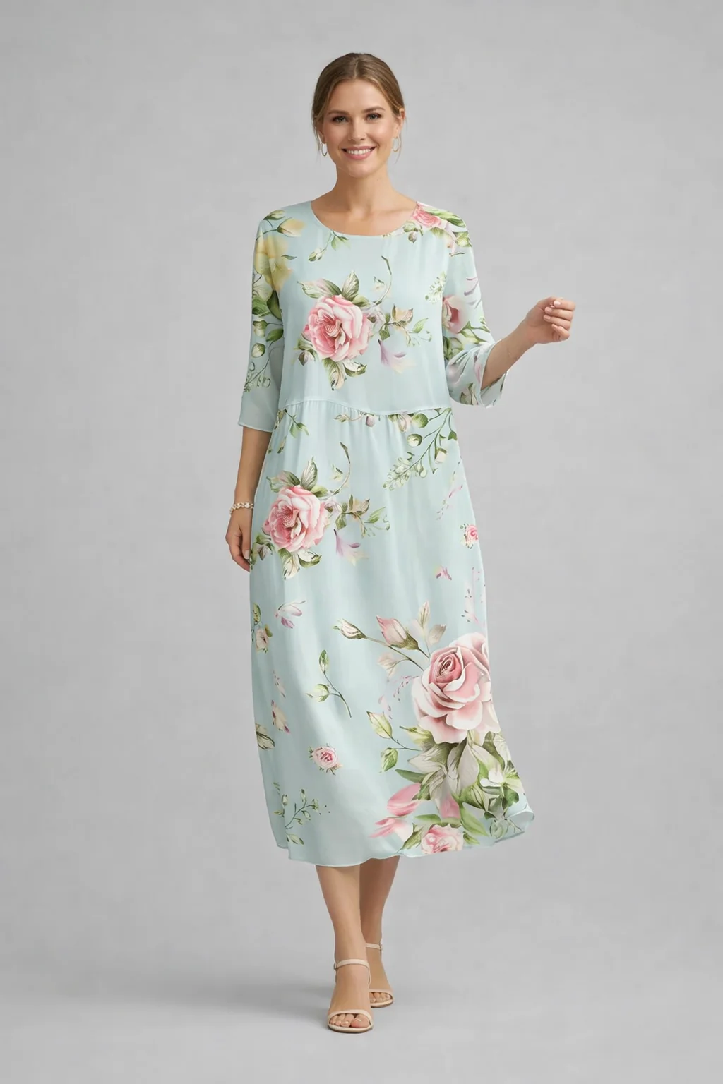 Damen Sommerkleid mit Blumenmuster | Leichtes Midikleid aus Baumwolle | Luftiges Design f��r Alltag und besondere Anl?sse