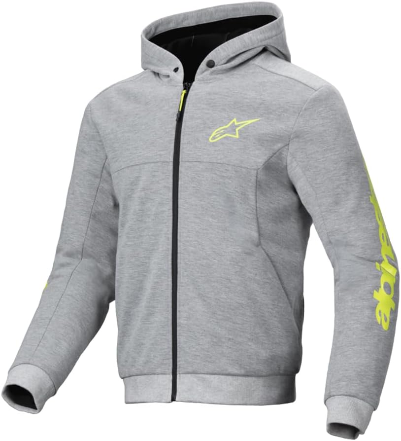 Alpinestars Chrome V2 Sport Motorrad Zip Hoodie, grau/gelb, 5XL