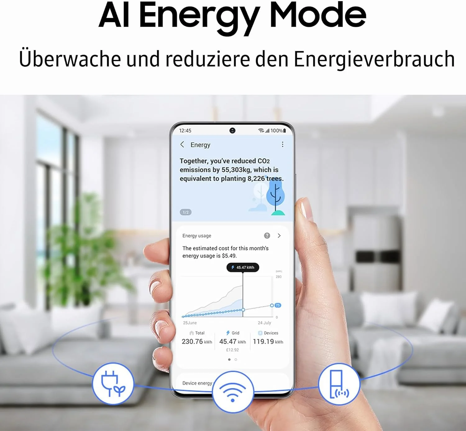 Samsung RS64DG53R3B1EF Amerikaanse koelkast, 178 cm, 628 l, SmartThings AI Energy Mode, ijs- en waterdispenser, Slim Ice Maker, Premium Black Steel