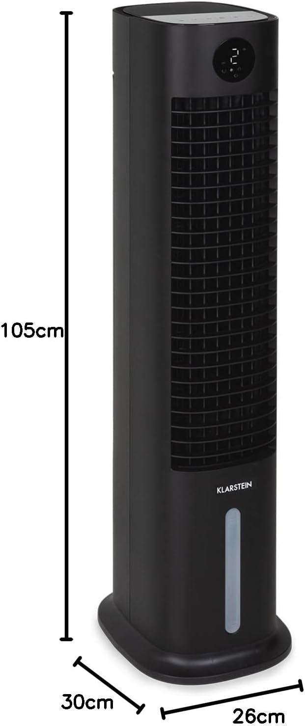 Klarstein Luftkühler mit Wasserkühlung, 5-in-1 Verdunstungskühler, Luftbefeuchter, Ventilator & Luftreiniger, Mobile Klimageräte Luftkühler mit App-Steuerung, 80W Air Cooler, 462m³/h Luftstrom, Weiß