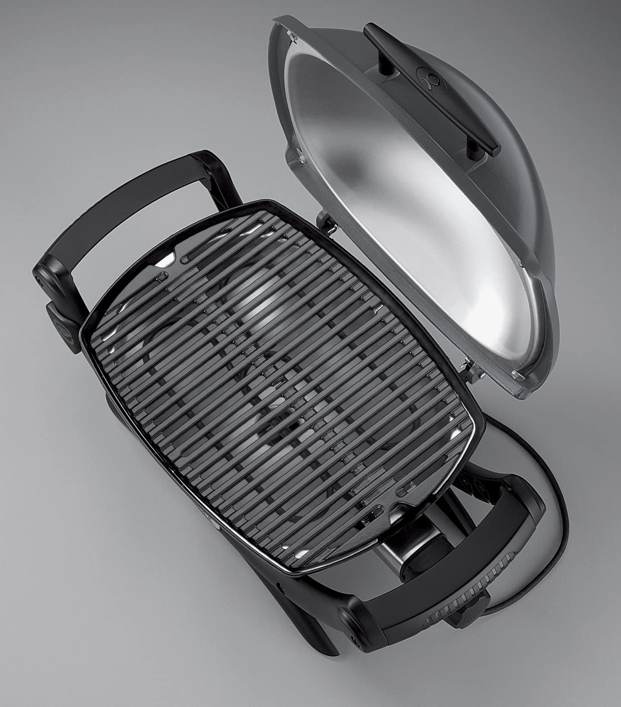Weber Q1400 Elektrogrill, 43 x 32cm Grillfäche, portabler BBQ Grill, 2-geteilter porzellanemaillierter Guss-Grillrost, Aluminiumguss Deckel & Gehäuse - Dark Grey (52020079)