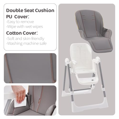 Seggiolone pieghevole 3 in 1 con imbracatura, con 4 ruote bloccabili, 5 posizioni reclinabili, sedia regolabile per neonati e bambini da 6 mesi a 3 anni : Prima infanzia