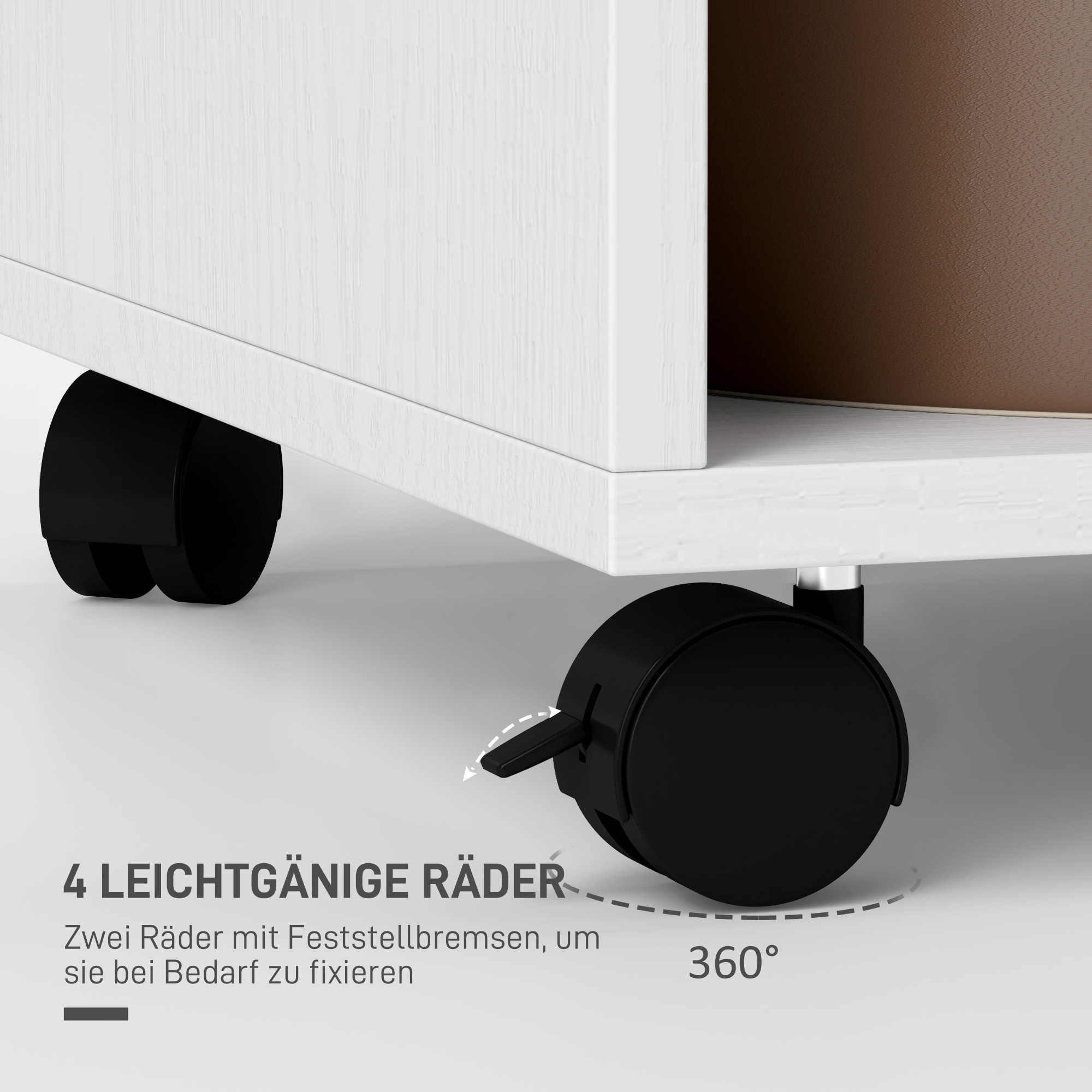 Kledingkast op Wielen,60 cm x 40 cm x 127 cm, 1 Kledingroede, 2 Planken, Wit