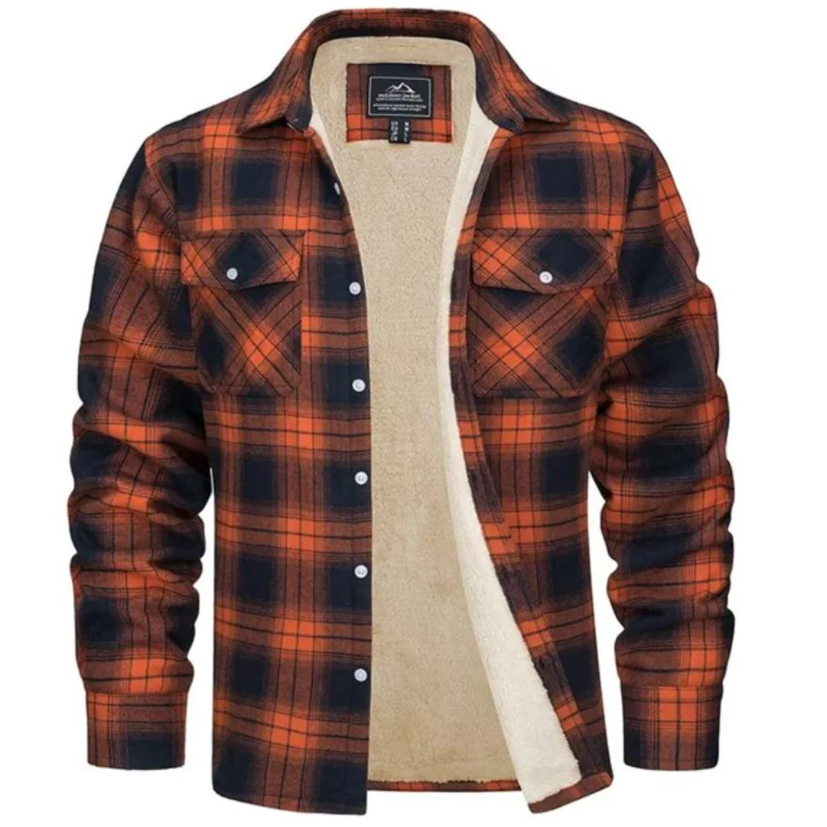 Herren-Hemdjacke mit Sherpa-Futter und Karomuster | Warme Flanell-��berhemdjacke mit Karomuster