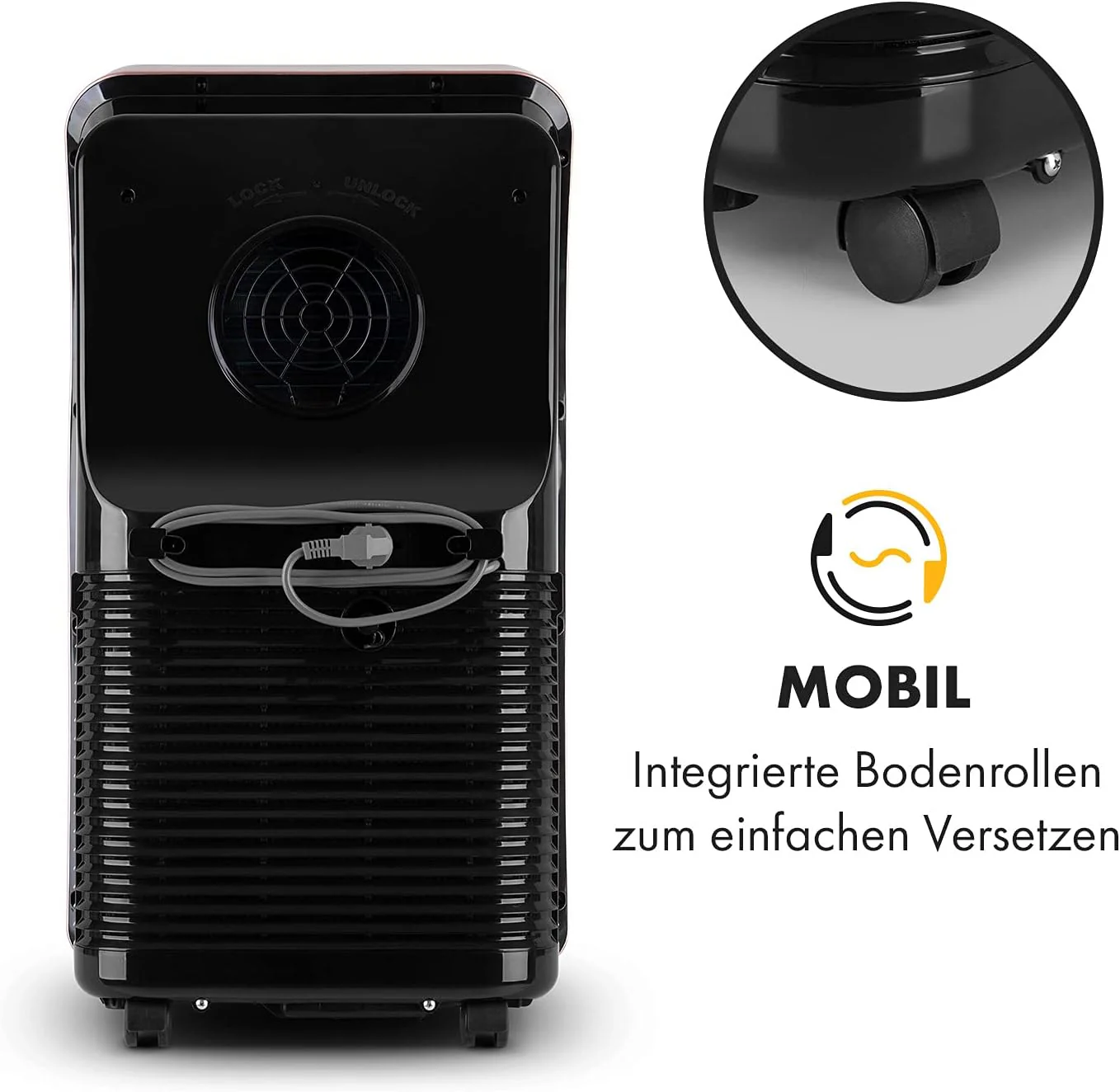 Klarstein Mobile Klimaanlage mit Abluftschlauch, 4-in-1 Klimagerät mit Ventilator, Luftentfeuchter & Nachtmodus, Kleine & Portable Klimaanlage für Wohnung & Büro, Niedriger Verbrauch, 9000 BTU