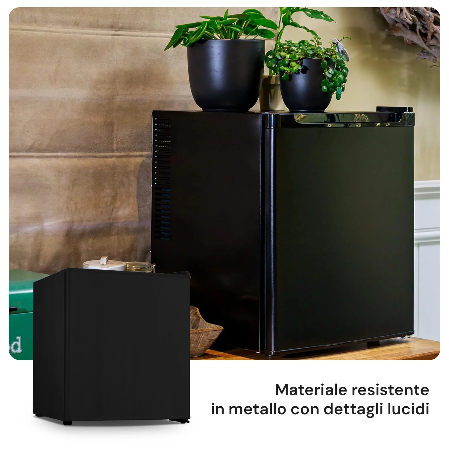 Mini Frigo In Metallo - 48l Con Freezer 5l 85w Nero