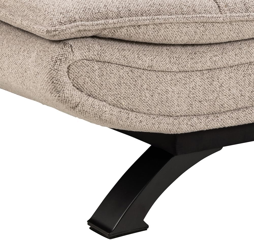 AC Design Furniture Jasper Schlafsofa in Beige, mit 3 Liegepositionen, Moderner 3-Sitzer ohne Armlehne, Gepolstertes Sofa mit Bouclé-Bezug und Schwarzen Beinen, B: 196 x H: 91 x T: 98 cm