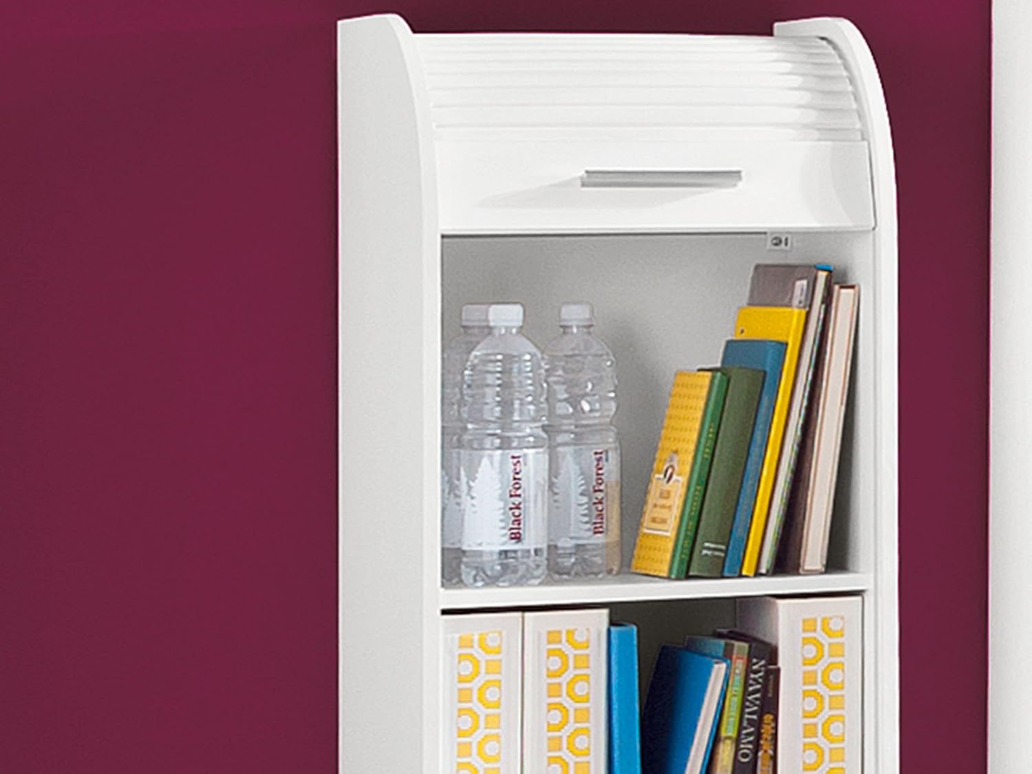 möbelando Rolloschrank Jalousienschrank Büroschrank Schrank Aktenschrank Organizer I Beton/Weiß