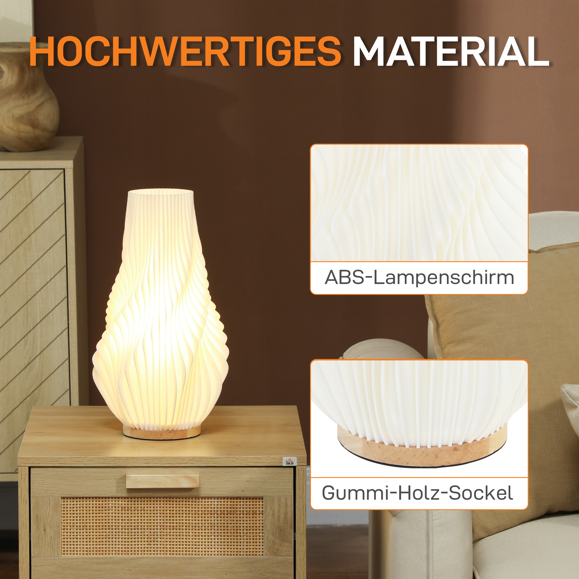 Slimme Tafellamp met App-besturing, Compatibel met Alexa, Kunststof, Hout, Wit