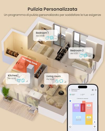 Robot Aspirapolvere Lavapavimenti con Mappatura,LiDAR Rilevamento Ostacoli, Aspirapolvere Robot lavapavimenti Potente Navigazione Laser per Pulizia Pavimenti Tappeti Peli Animali,Autonomia 180min : Casa e cucina