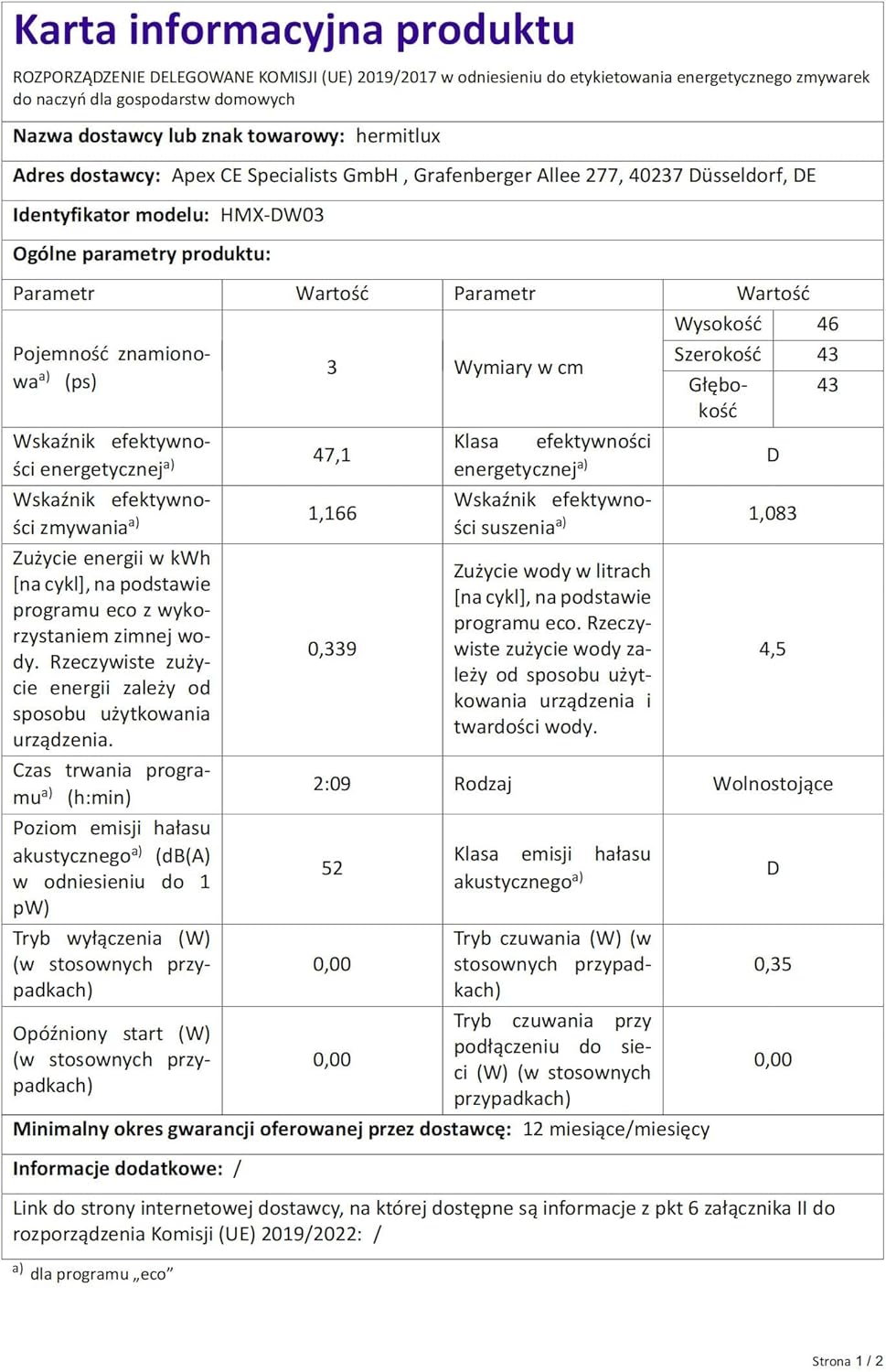 Mini zmywarka stołowa, do użytku z i bez podłączenia do wody, szerokość 43 cm, miejsce na 4 sztućce, do użytku na kempingu, 175 kWh/rok, biały