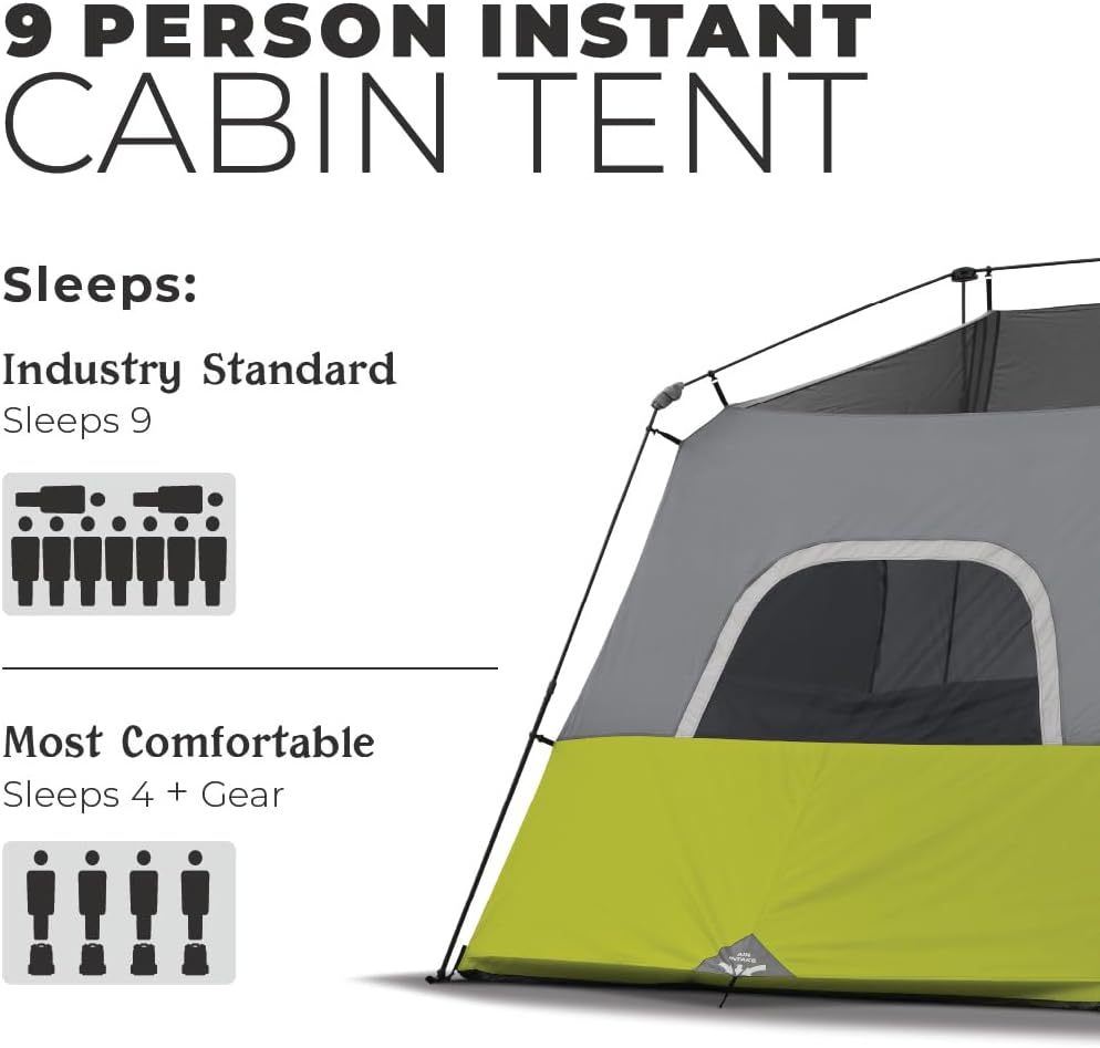 Core 9-Person Instant Cabin Tent, 14'x9', Green