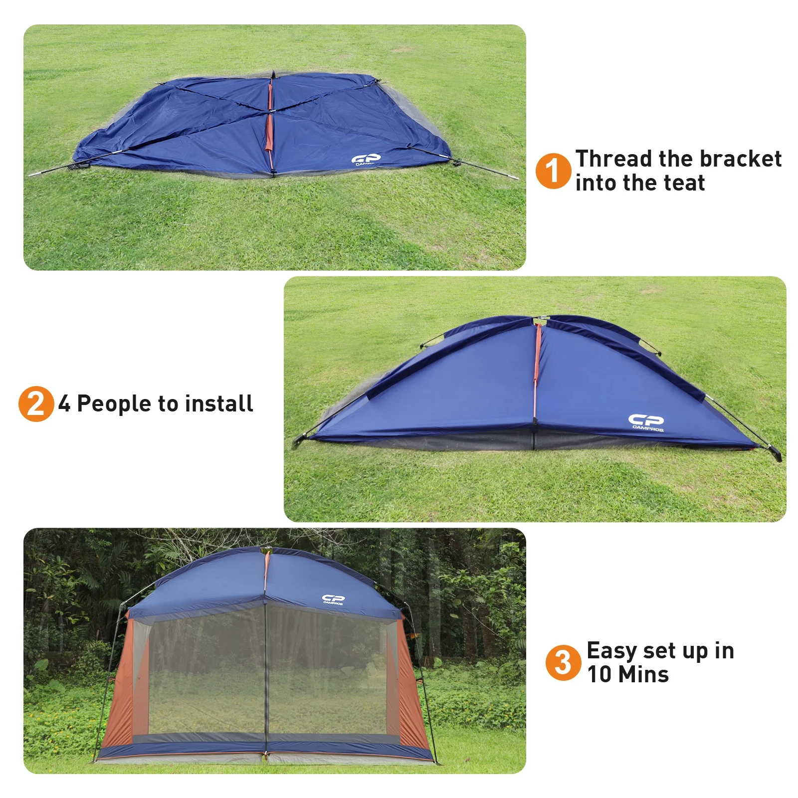 2025 Campros Screen House Room Zonnescherm Tent 12' x 10', blauw