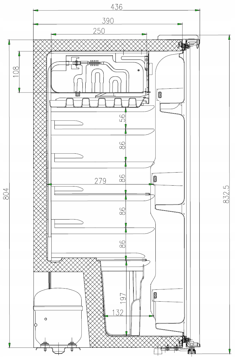 Lodówka mała chłodziarka mini zamrażarka hotelowa biurowa ŚWIATŁO 91l. 83cm