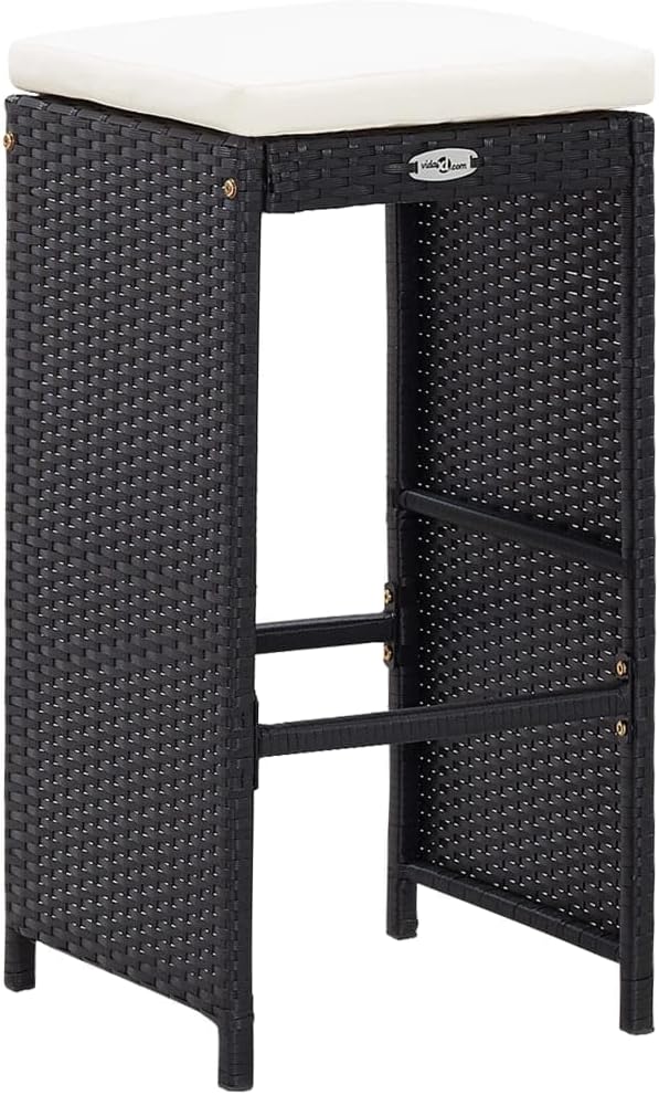 vidaXL Gartenbar Set 5-TLG. Theke Bar Tresen Gartentheke Bartisch Stehtisch Barhocker Barstuhl Gartenmöbel Poly Rattan Glas Schwarz