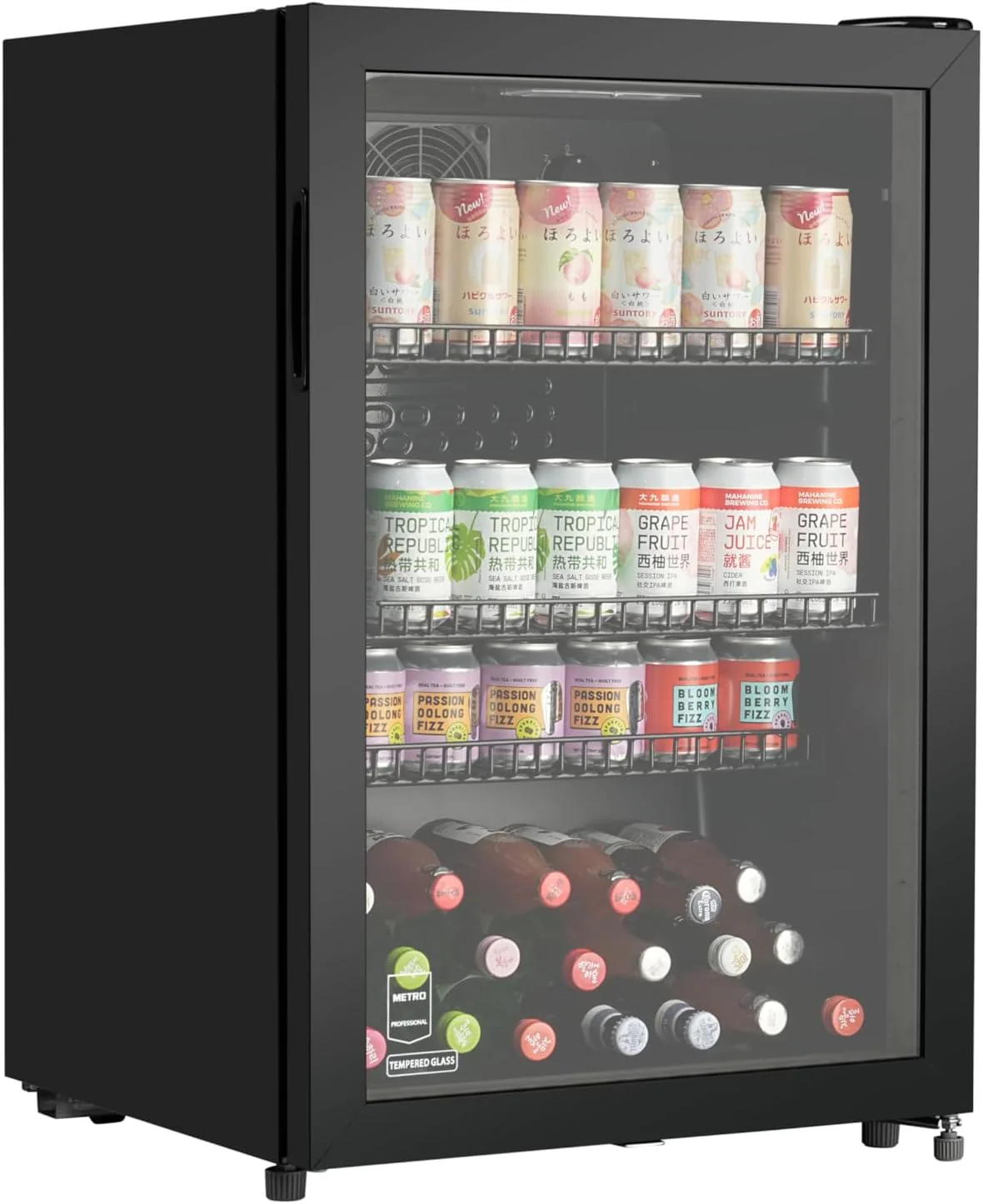 METRO Professional Minikoelkast GPC1088, 88 L, 1.052 kWh/24u, 3 roestvrijstalen draadroosters, zwart