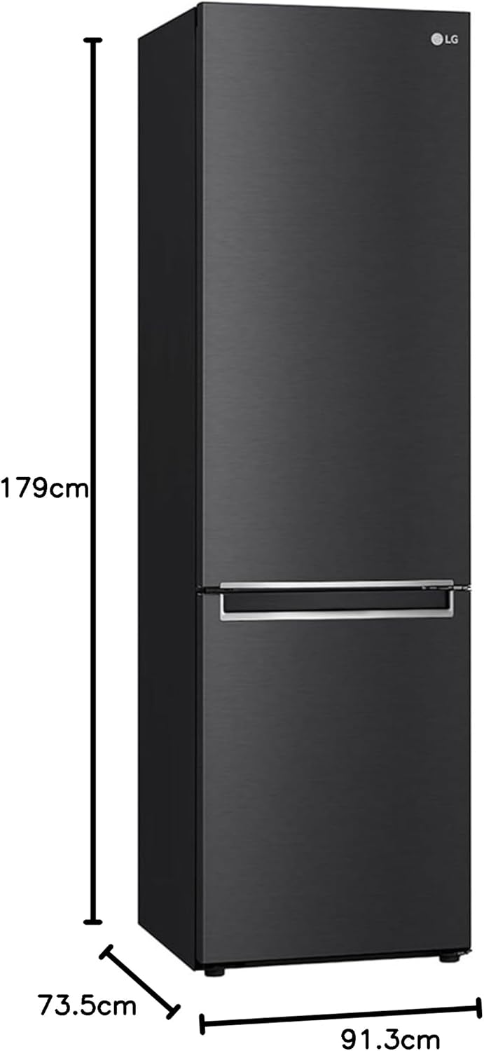 LG GBP62MCNAC Kühl-Gefrierkombi – 384 L, Energieeffizienz A, Total NoFrost, DoorCooling+, niedriger Geräuschpegel, modernes Design in Anthrazit Schwarz, 59,5 x 67,5 x 203 cm
