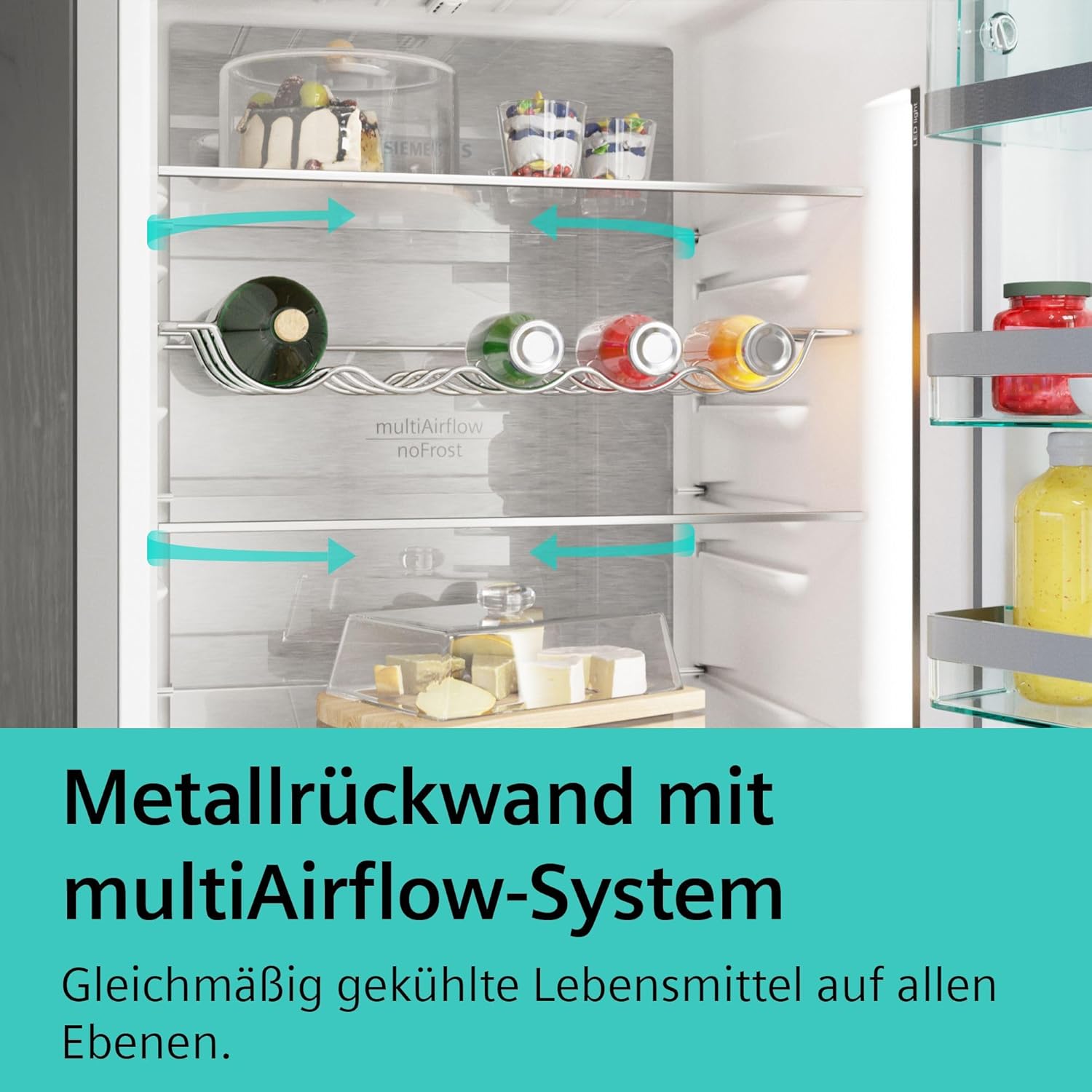 SIEMENS KG39EAICA iQ500 Kühl-Gefrier-Kombination, 201 x 60 cm, 249 L Kühlen + 94 L Gefrieren, LowFrost seltener abtauen, LED-Beleuchtung gleichmige Ausleuchtung, BigBox Platz für groes Gefriergut