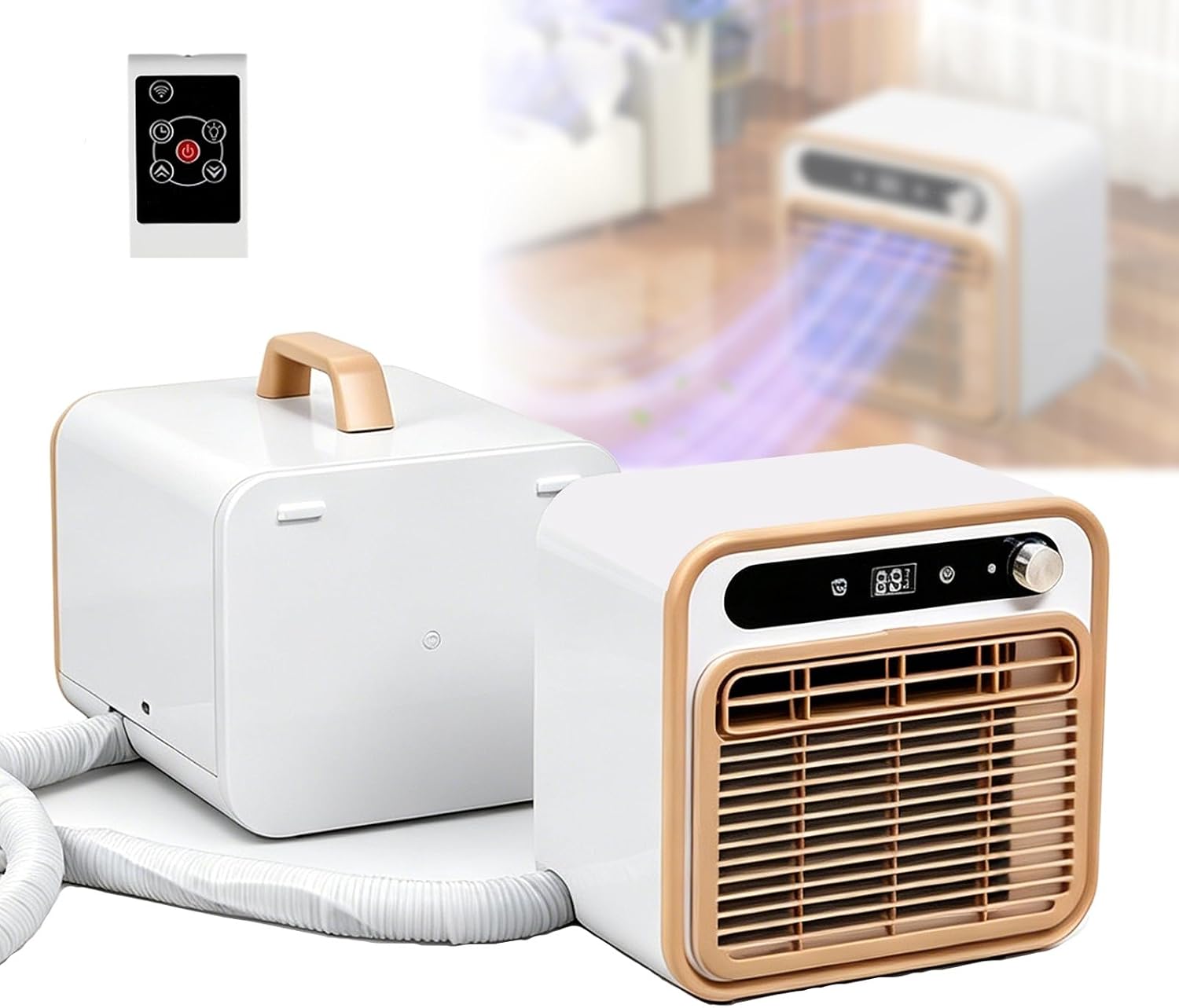 1500-W-Klimagerät mit leisem Betrieb, tragbare Split-Klimaanlage, 12-Stunden-Timer und Steuerung per Touch, Fernbedienung oder WLAN, leichtes Gewicht von nur 13 kg (2m)