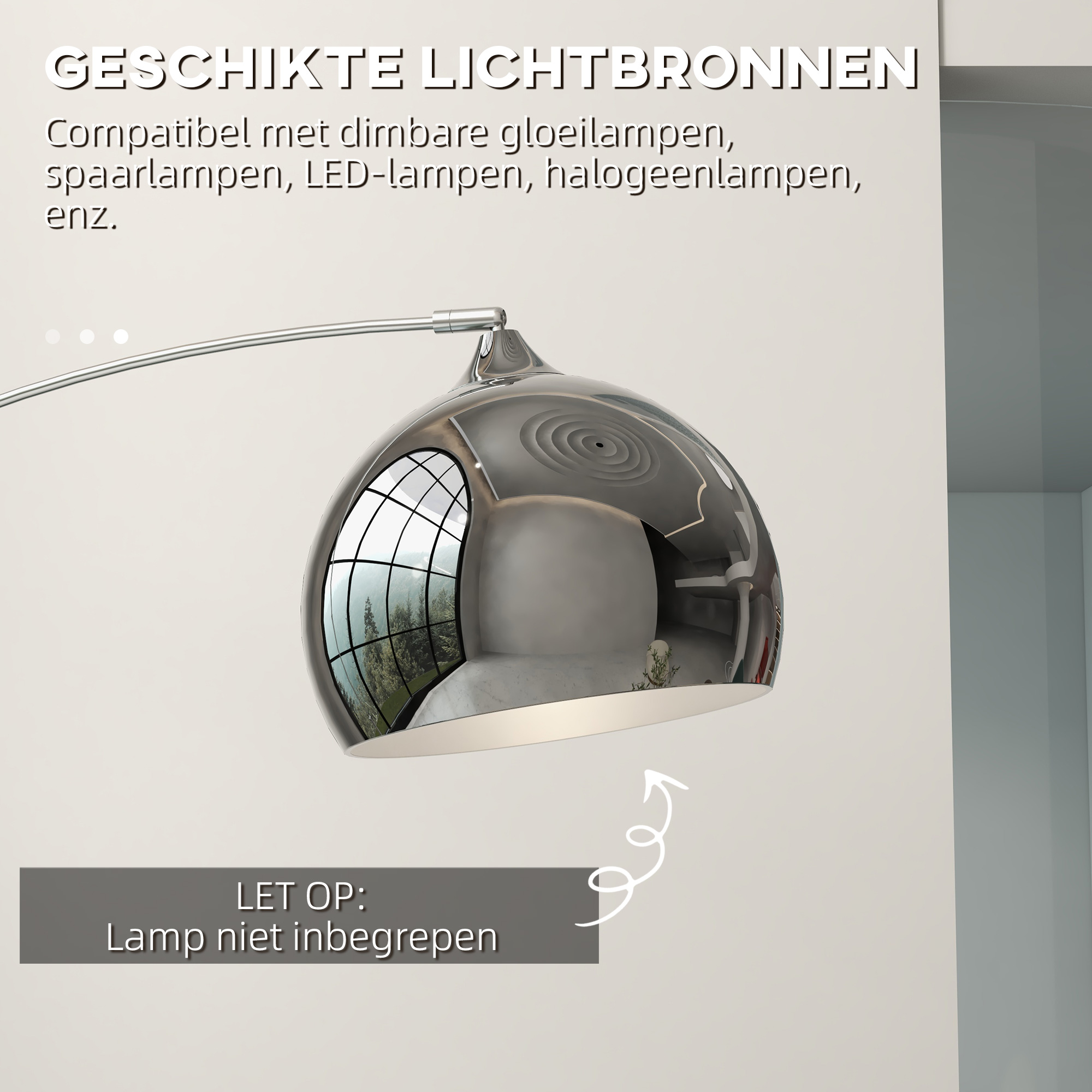Booglamp, Staande Lamp, Verstelbaar, Voetschakelaar, Voet in Marmerlook, 170-180cm, Zilver/Zwart