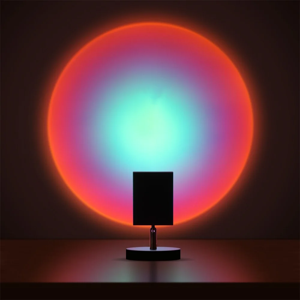 Retro Sunset LED Tischlampe | Kompakte Nachttischlampe f��r gem��tliches Stimmungslicht | USB-betrieben & energiesparend