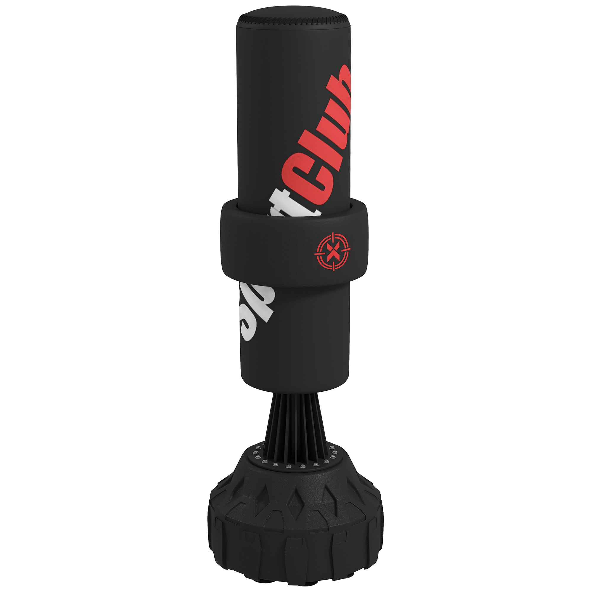 SPORTNOW Vrijstaande Bokszak, Verstelbaar Stootkussen, Vulbare Basis tot 50 kg, 58 x 58 x 175 cm, Zwart