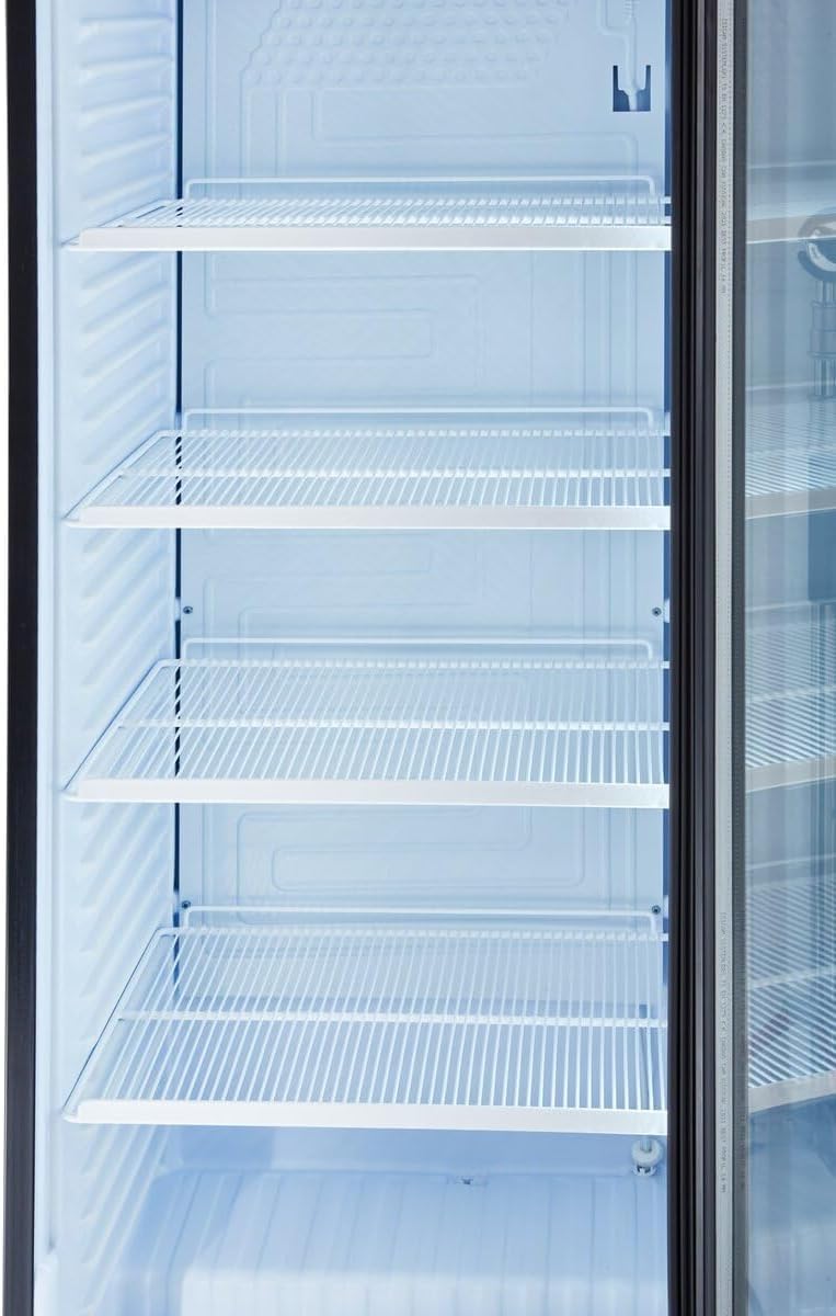 GastroHero Getränkekühlschrank Profi 382 für die Gastronomie, Made in Europe, 4 verstellbare Einlegeböden, 382 Liter Kühlraumvolumen, Kühlschrank mit Glastür, Abschließbar, Gastronomiebedarf, Schwarz
