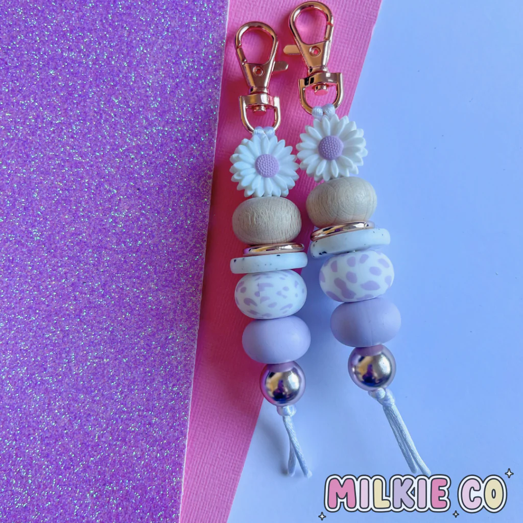 Lilac Bloom Beaded Keychain