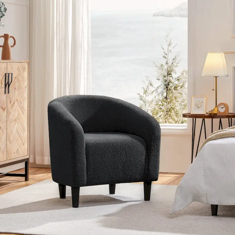 Yaheetech Club Chair Accent Barrel Chair Upholstered Arm Chair